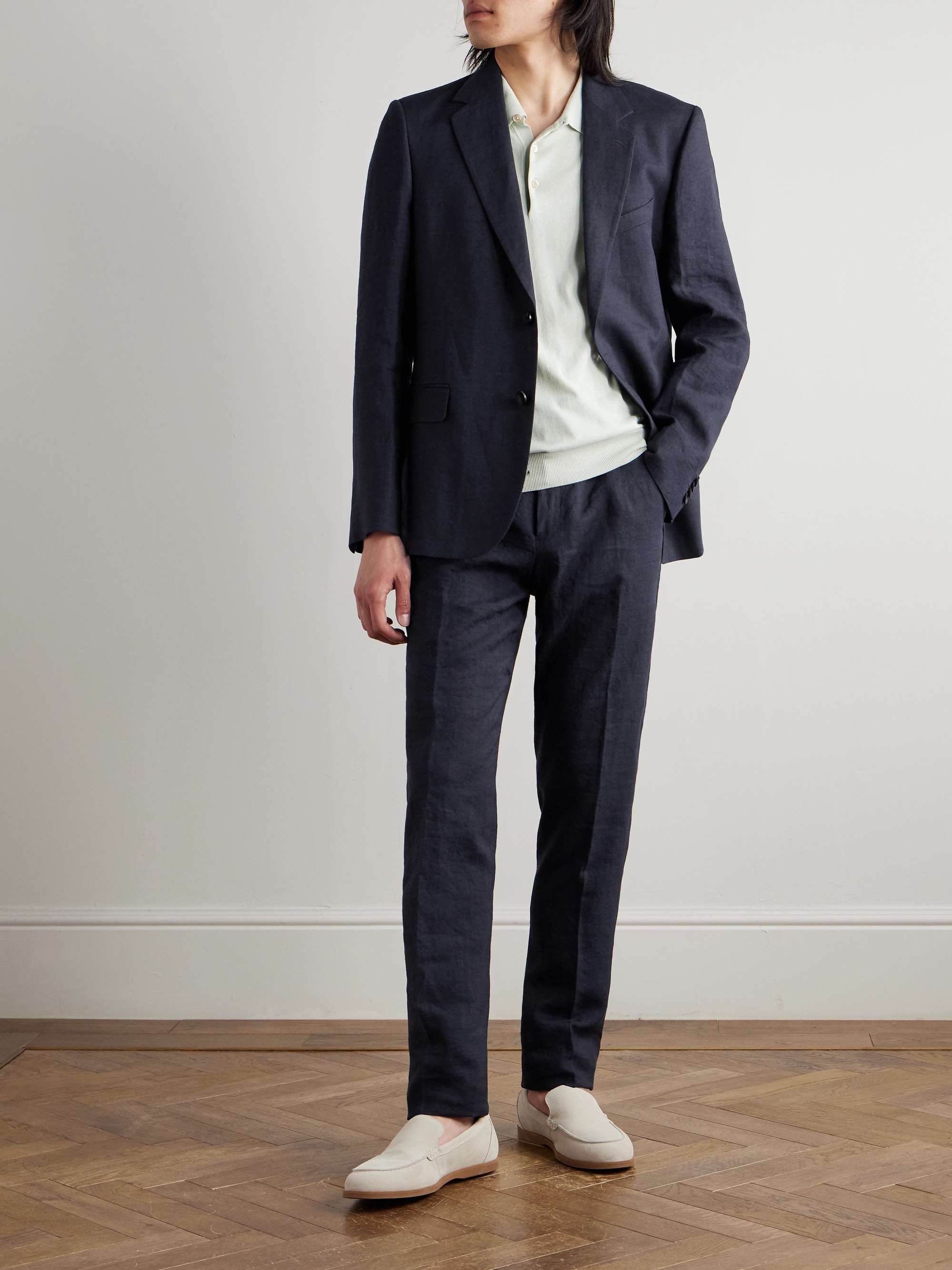 James Straight-Leg Linen Drawstring Trousers view