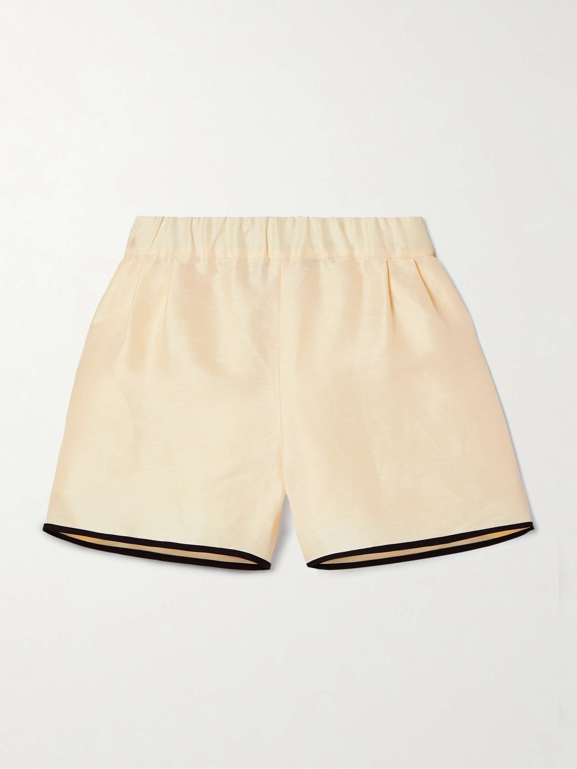 Sabina two-tone linen-blend shorts view