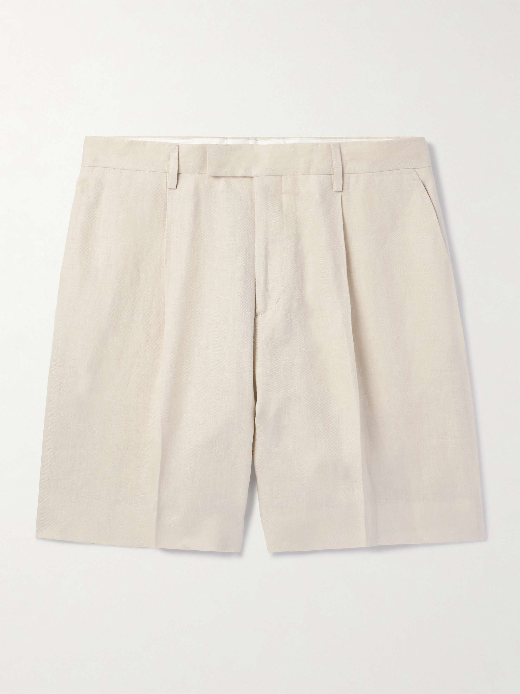 Aramis Straight-Leg Pleated Linen-Twill Bermuda Shorts view