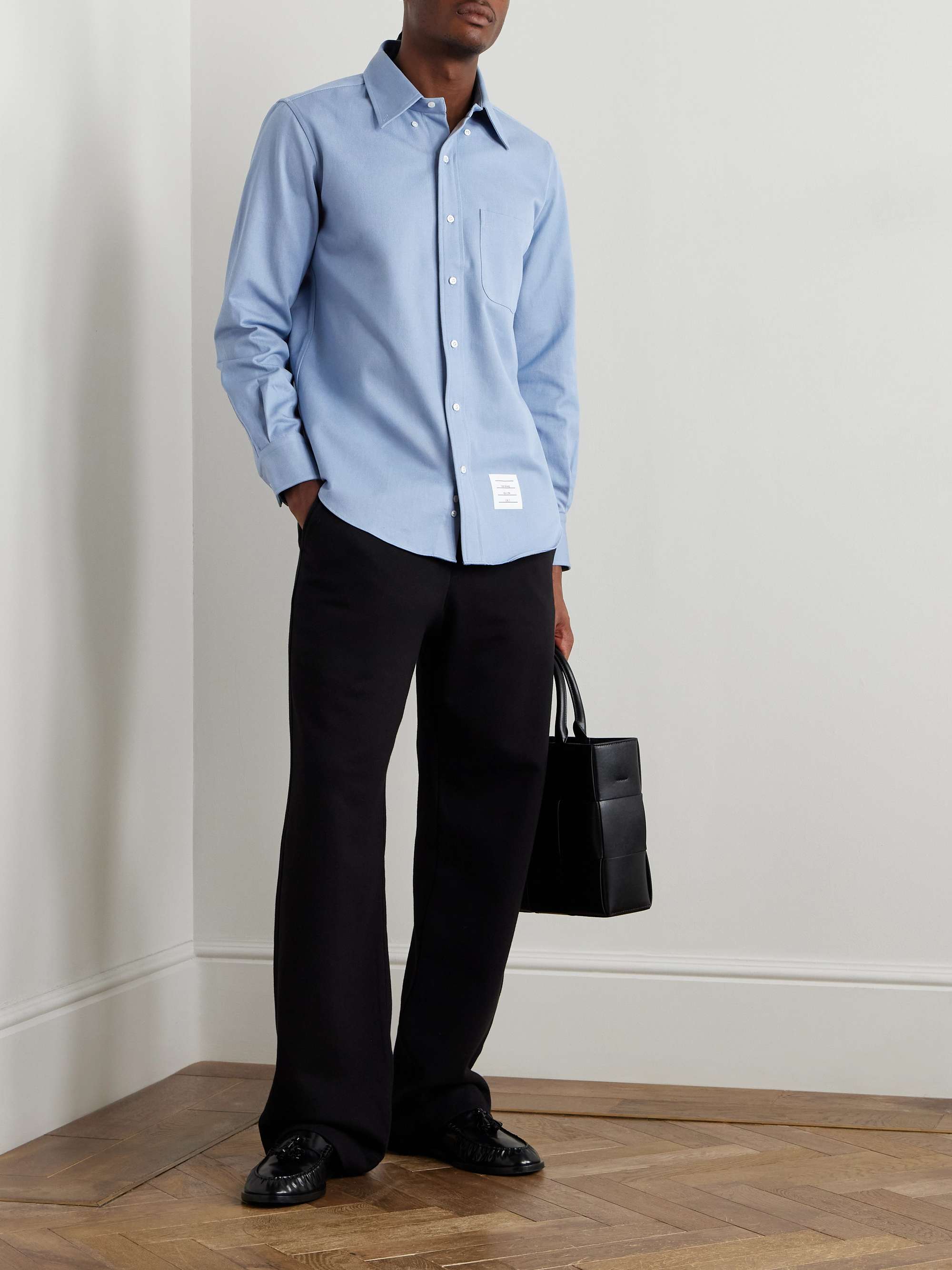 Button Down-Collar Logo-Appliquéd Cotton-Twill Shirt view