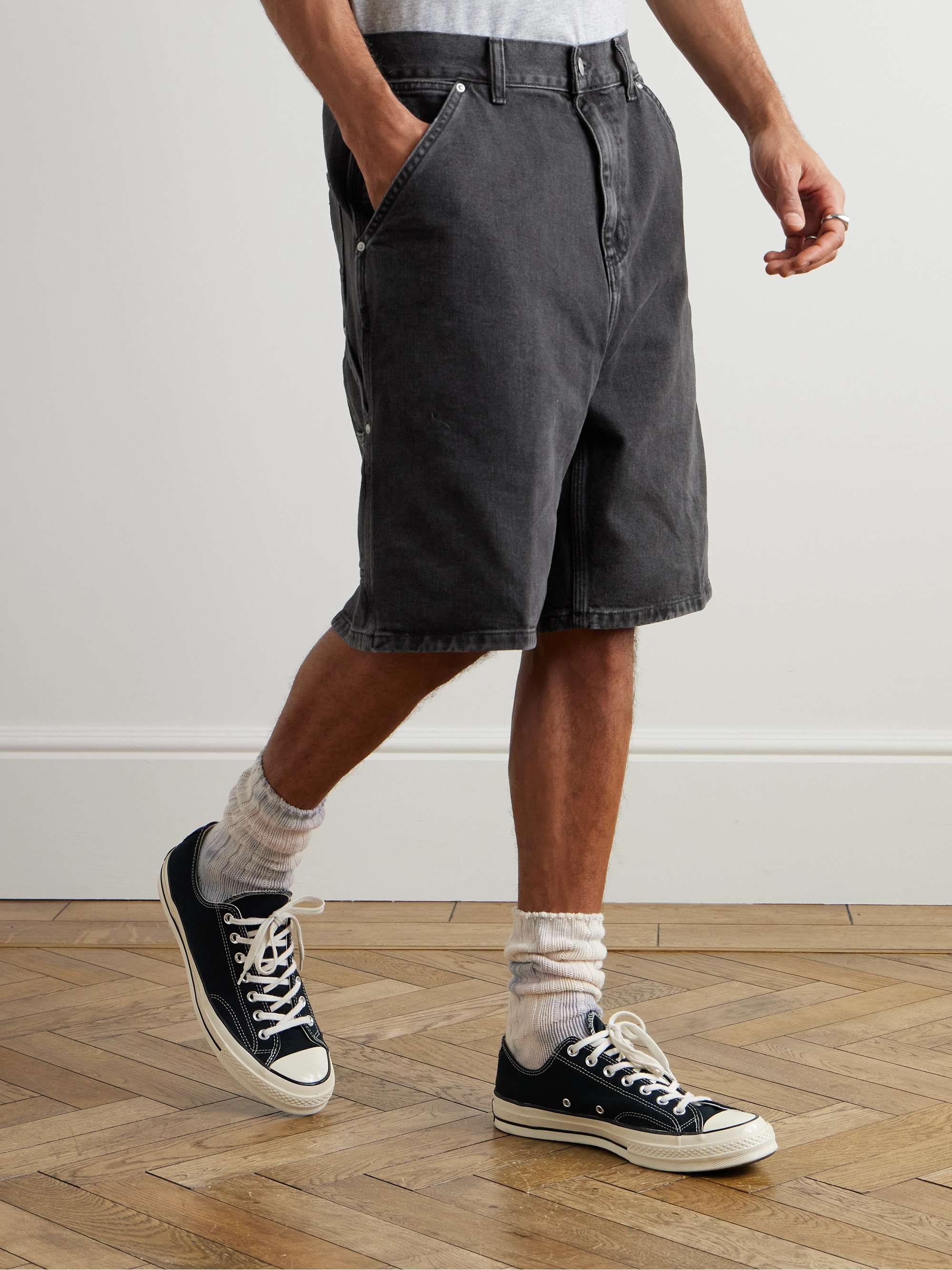 Rivet Wide-Leg Organic Denim Shorts view