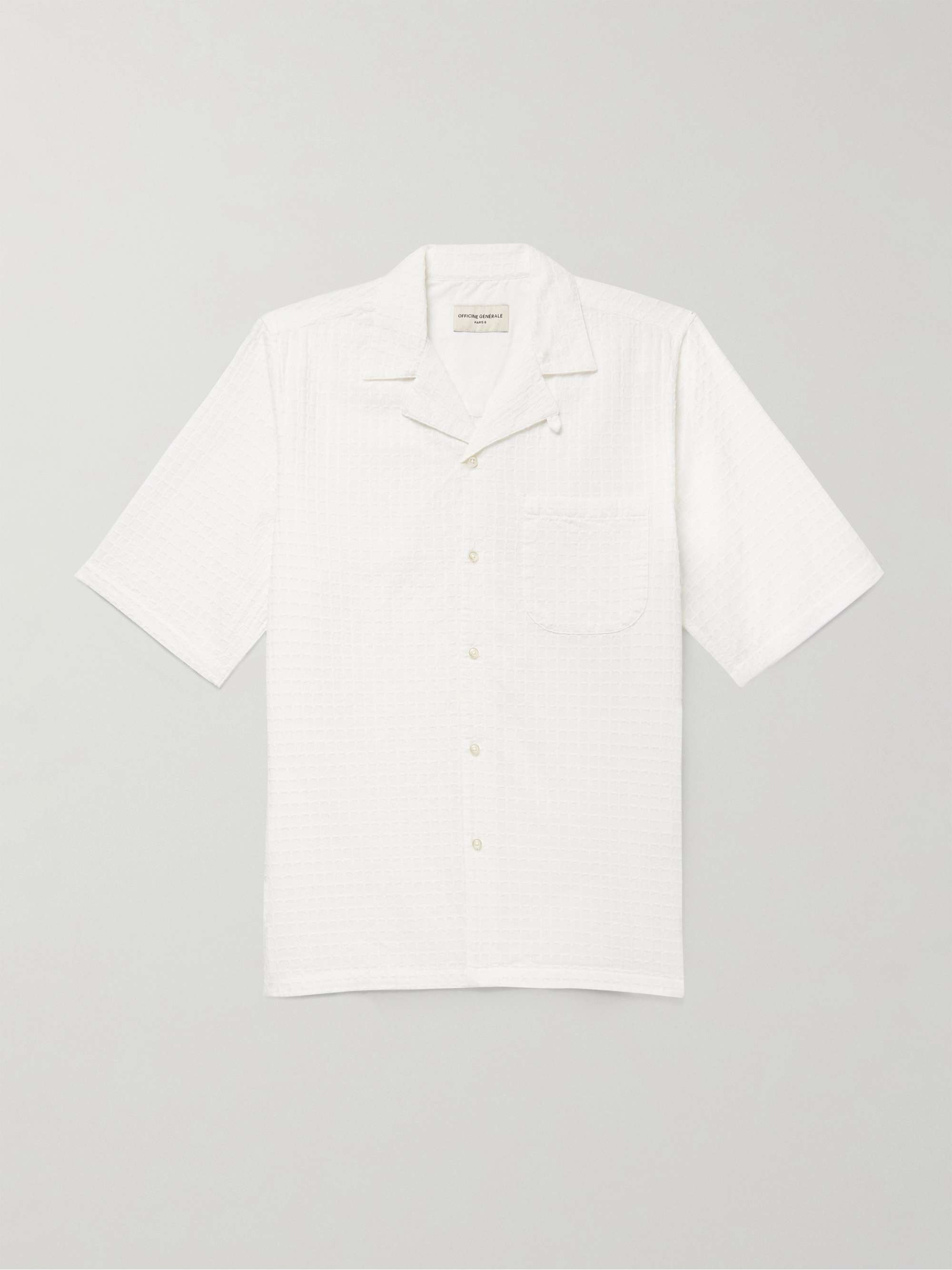 Luis Convertible-Collar Embroidered Checked Cotton Shirt view