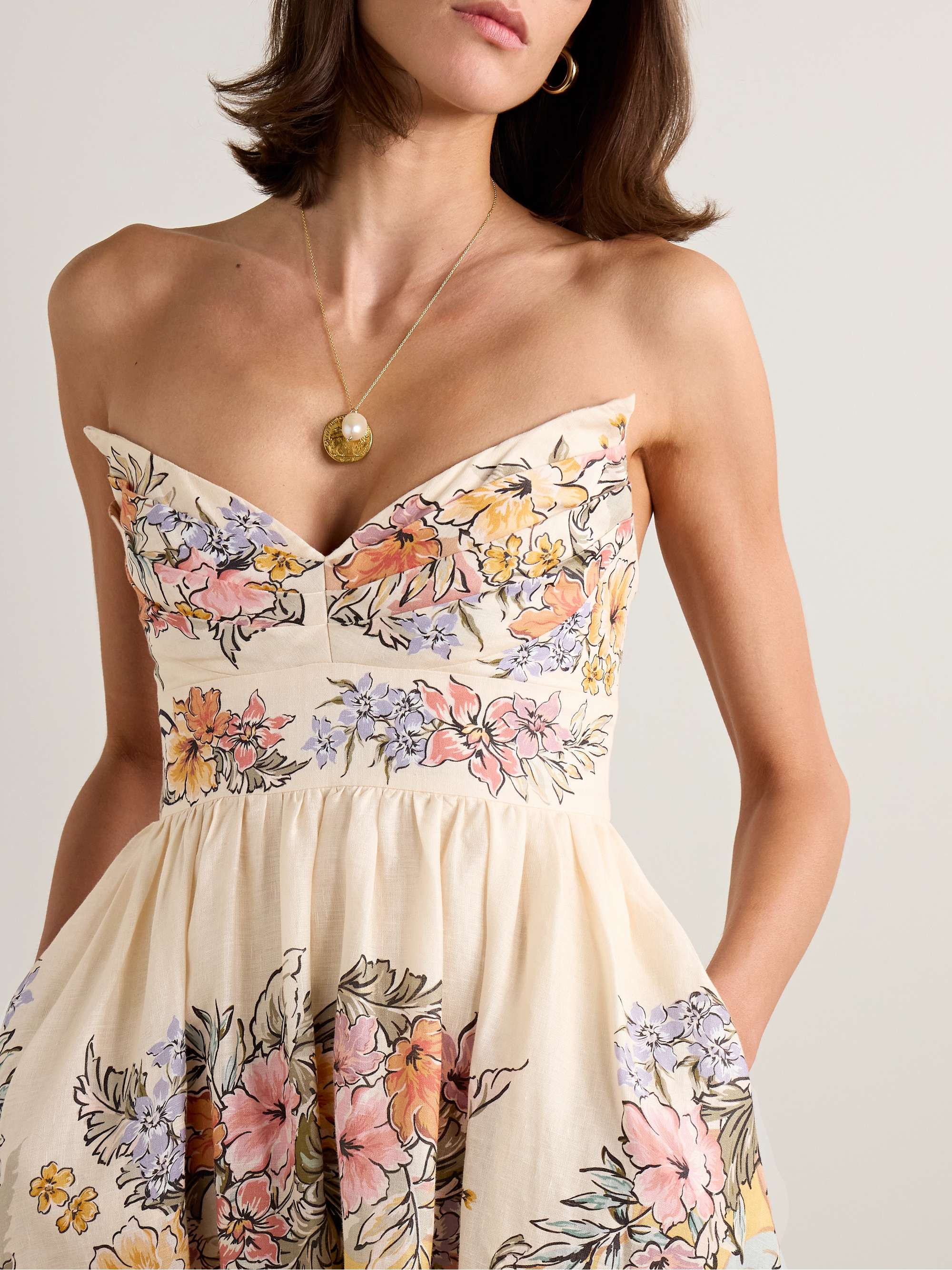 Tallow pleated printed linen midi dress view