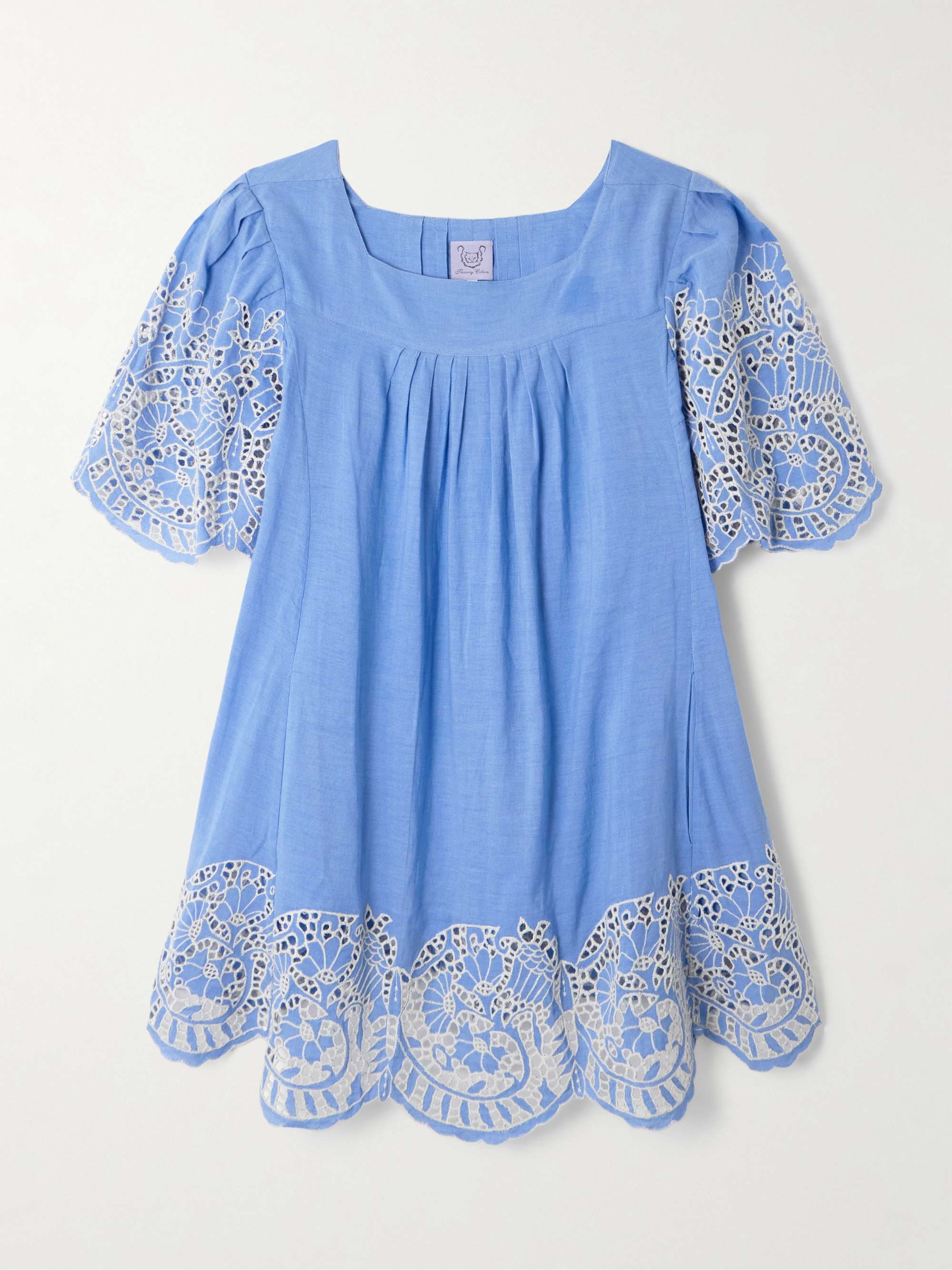 Scarlett broderie anglaise linen and cotton-blend mini dress view
