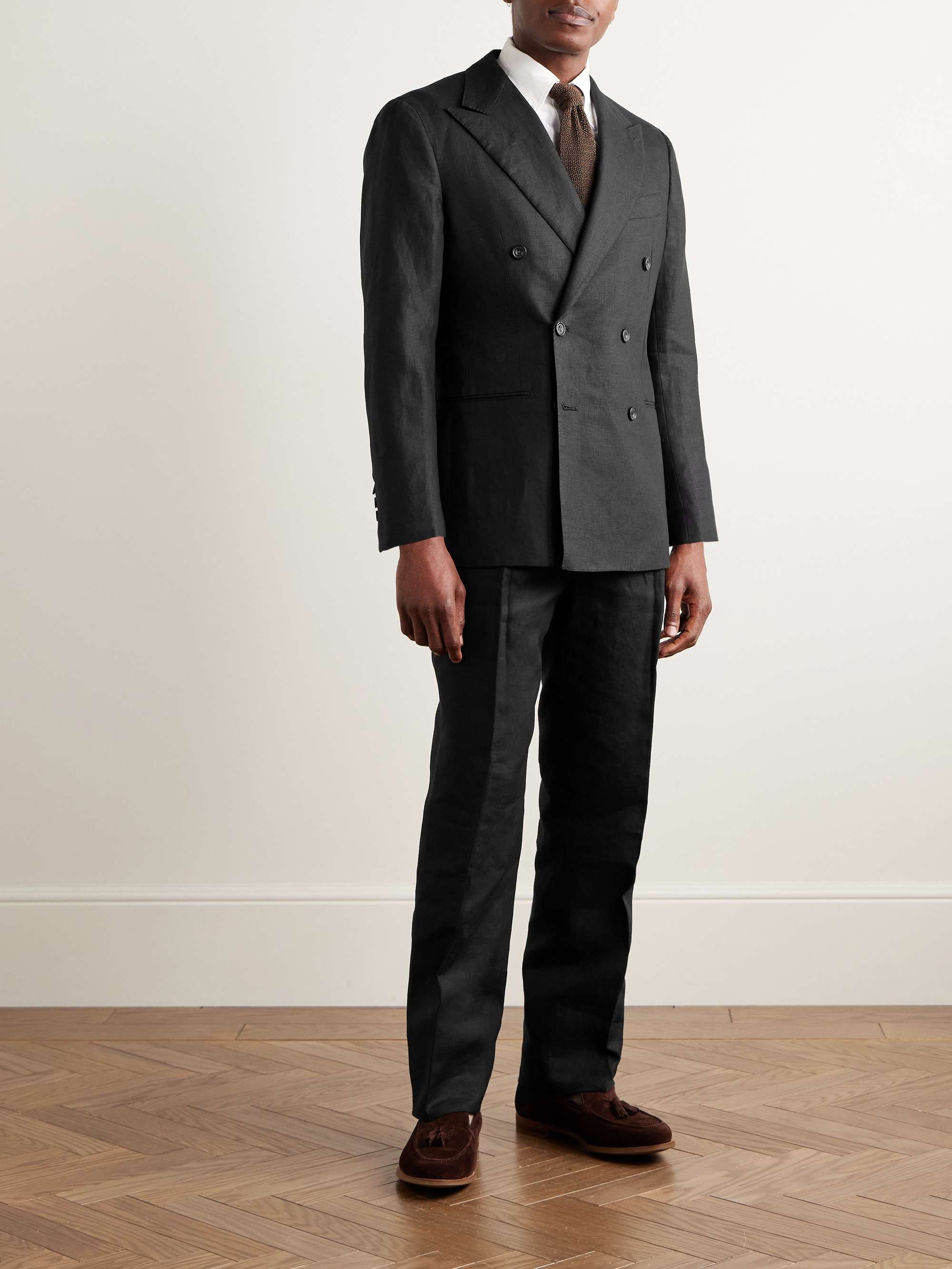 Waverly Slim-Fit Double-Breasted Linen Suit Jacket view