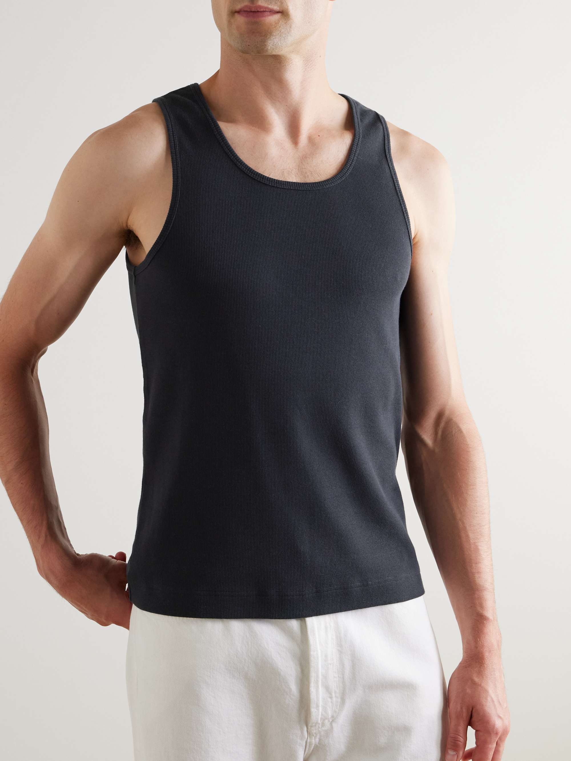 Ribbed Stretch-Organic Cotton-Jersey Tank Top view