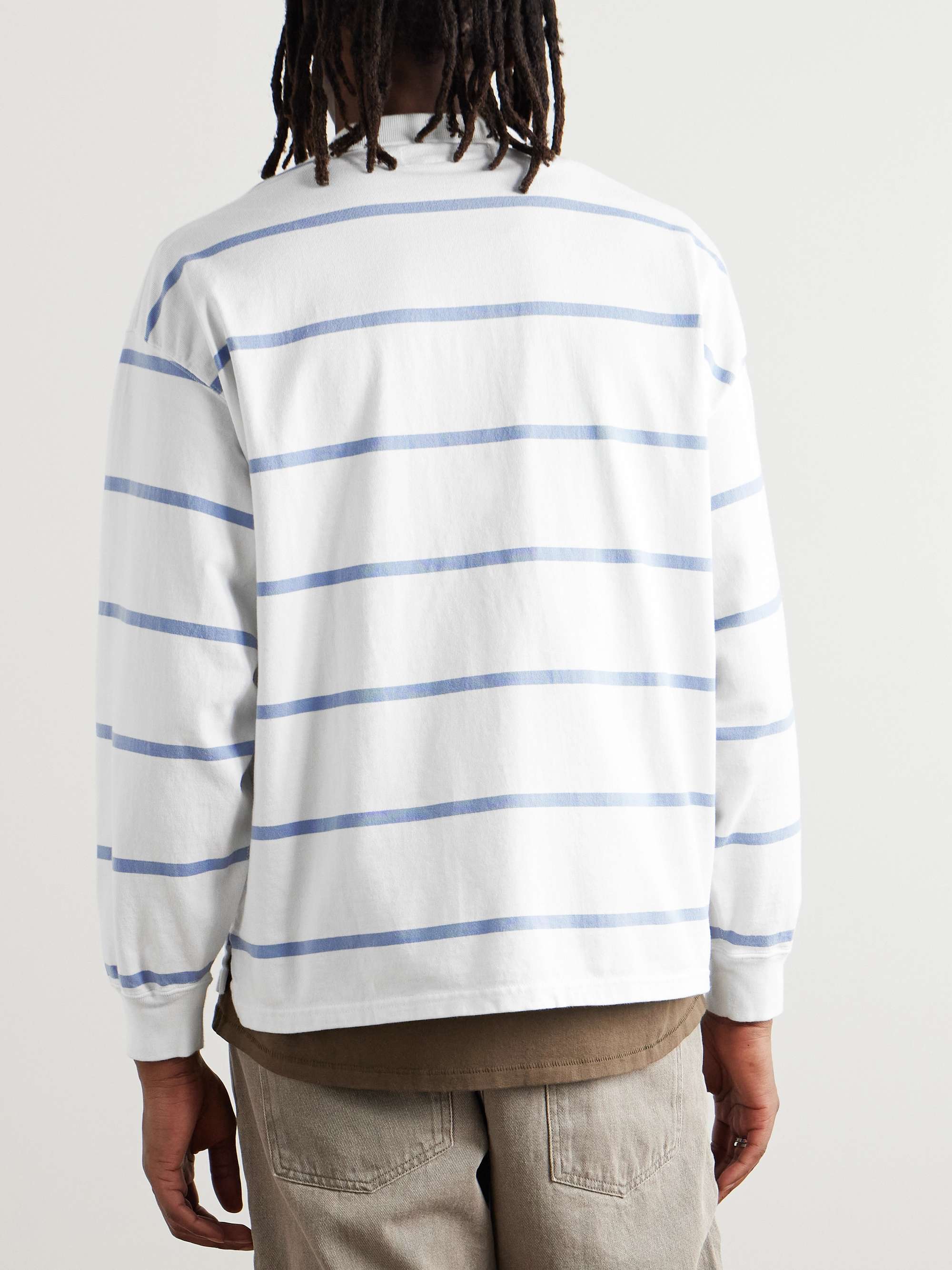Striped Cotton-Jersey Half-Zip Polo Shirt view