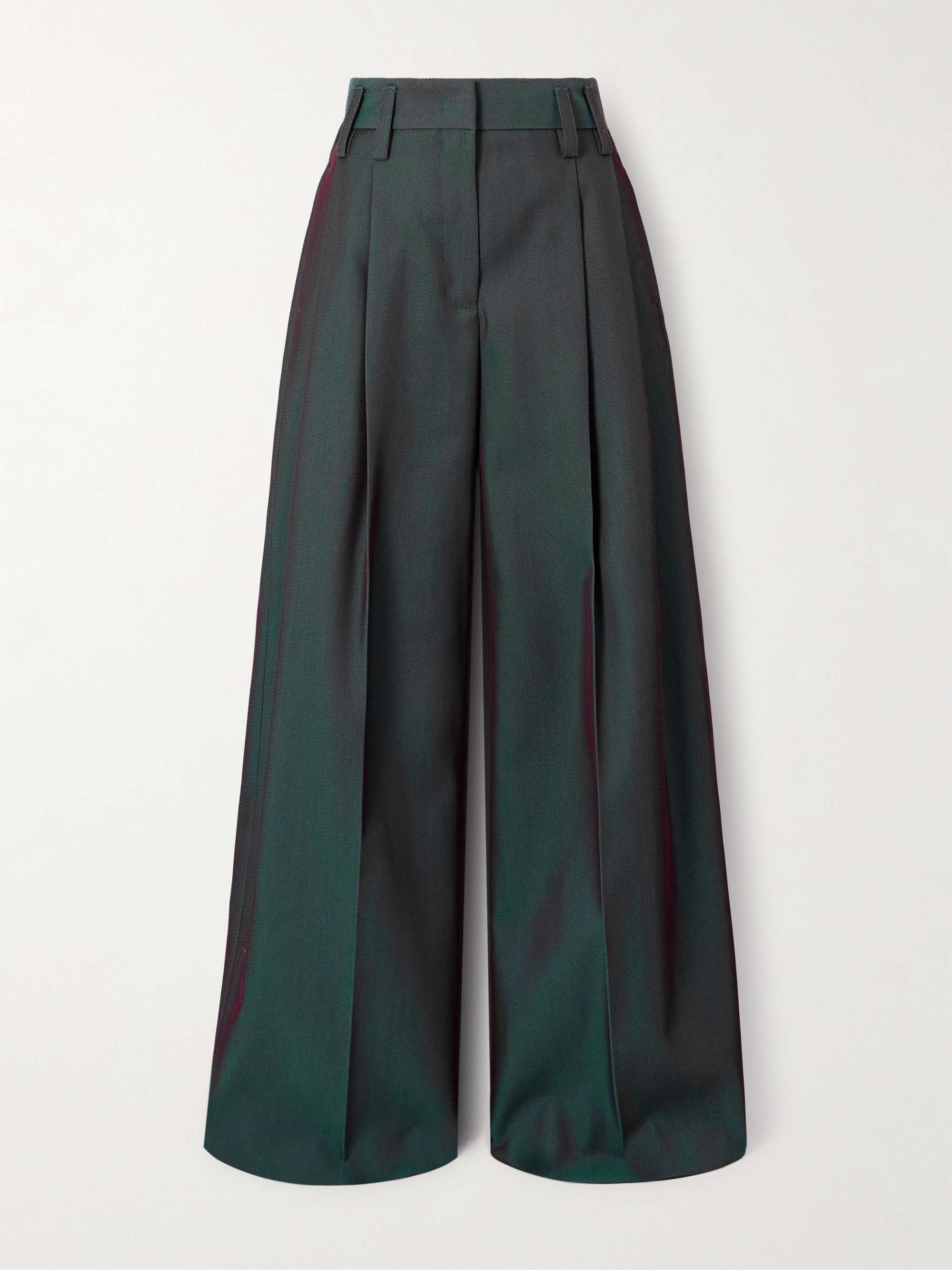 Pleated iridescent wool-blend gabardine wide-leg pants view
