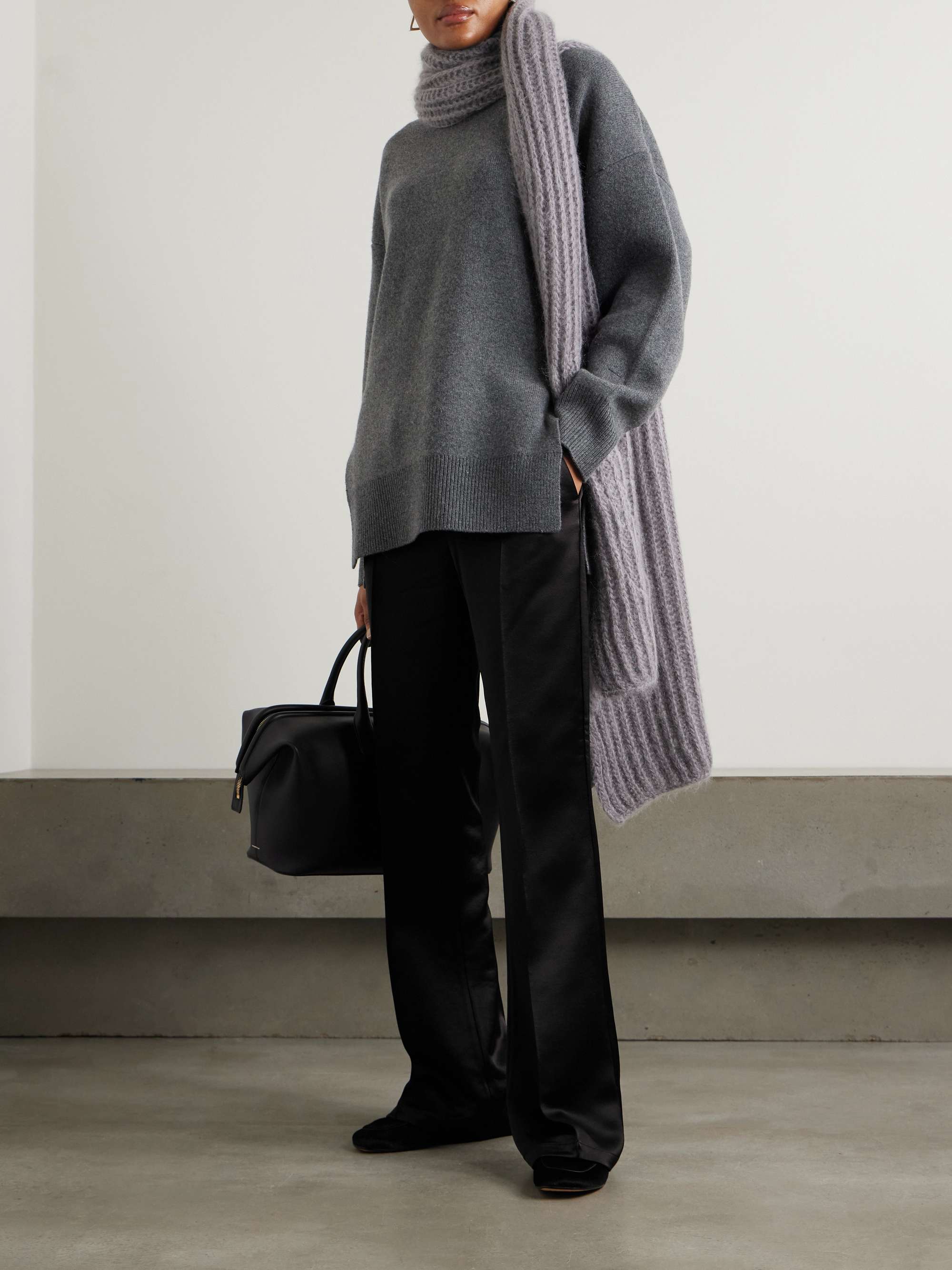 Satin straight-leg track pants view