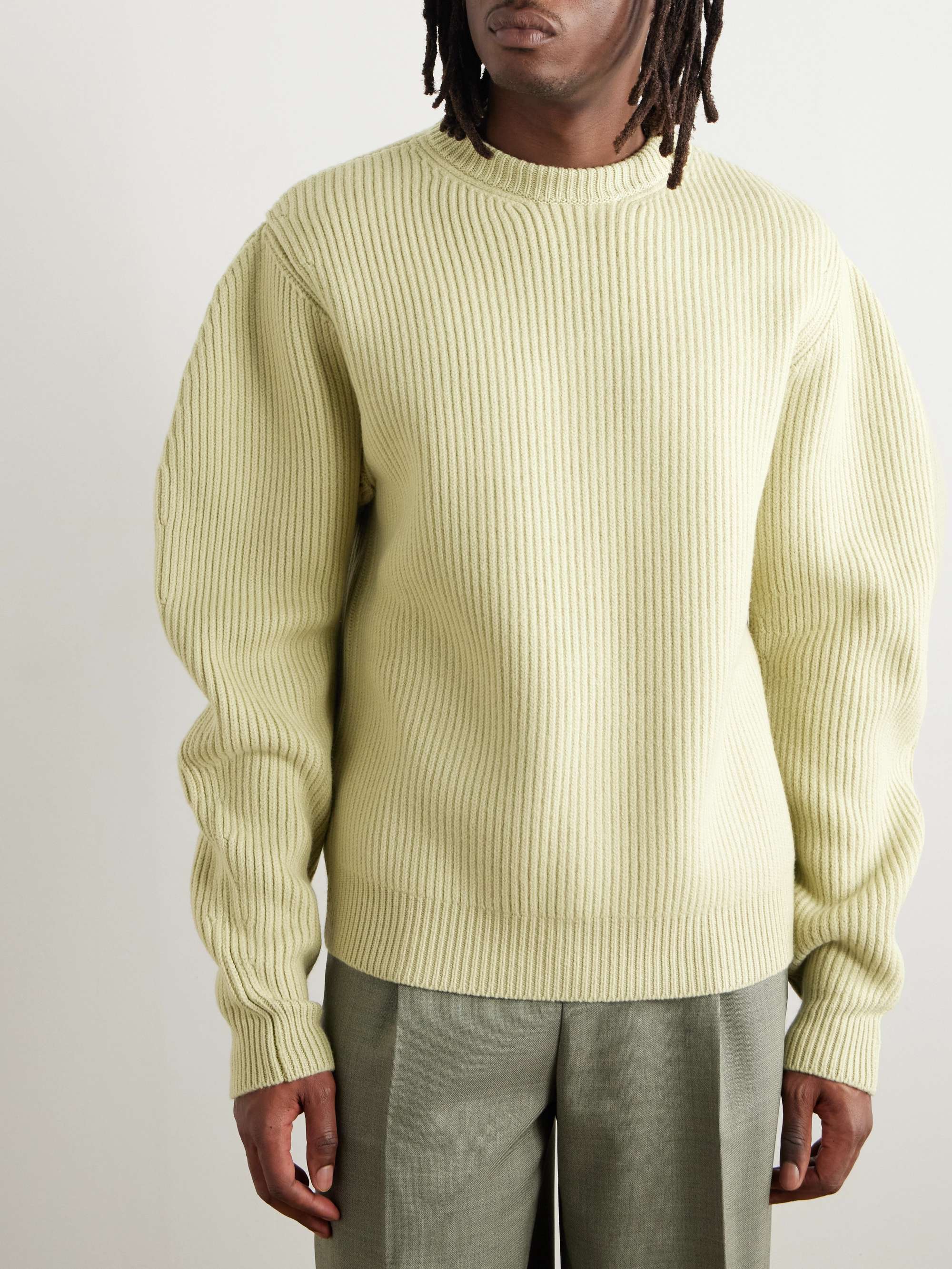 Ribbed Boiled-Wool Sweater view