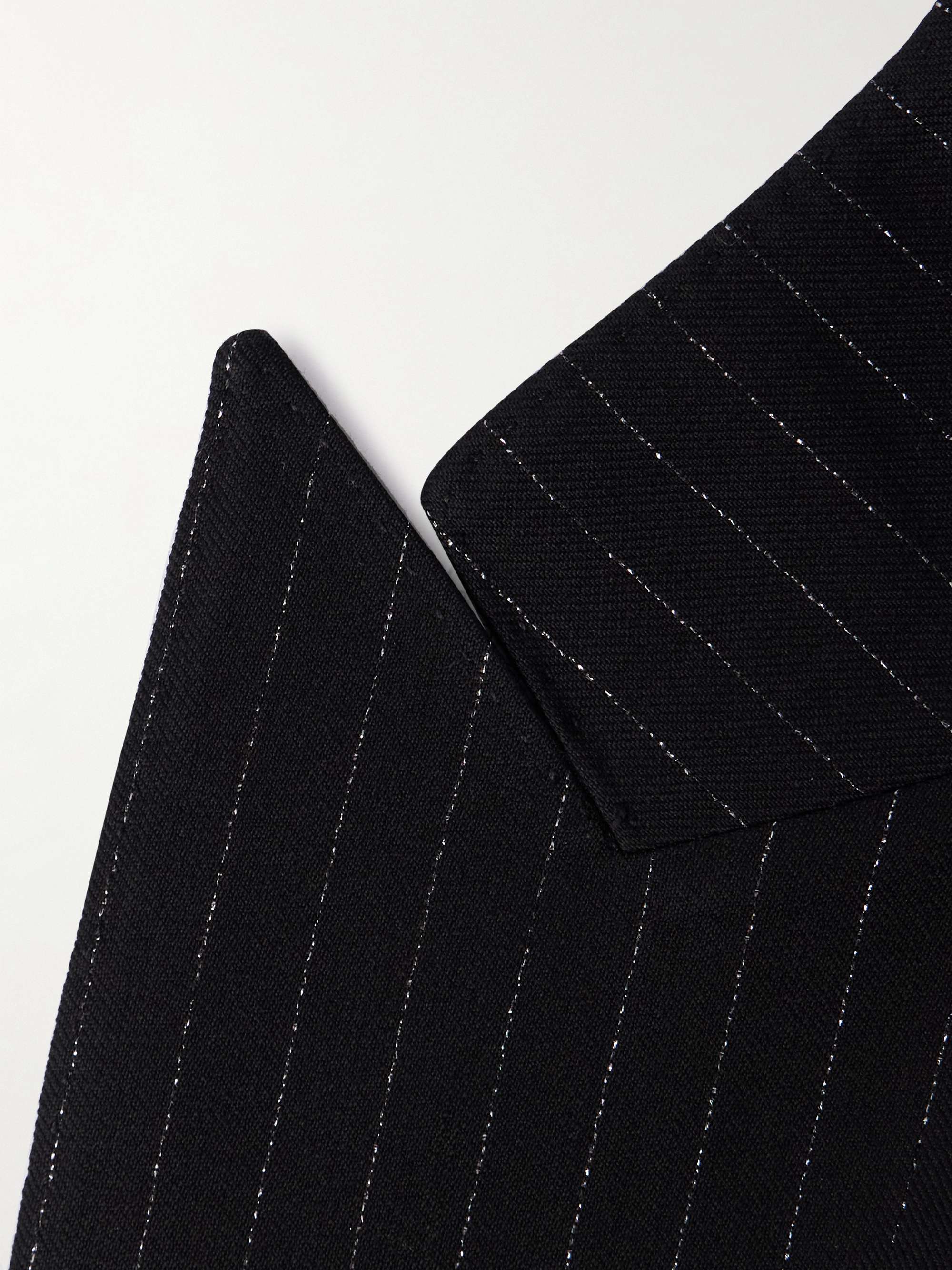 Dyylan Slim-Fit Pinstriped Metallic Wool-Blend Twill Suit Jacket view