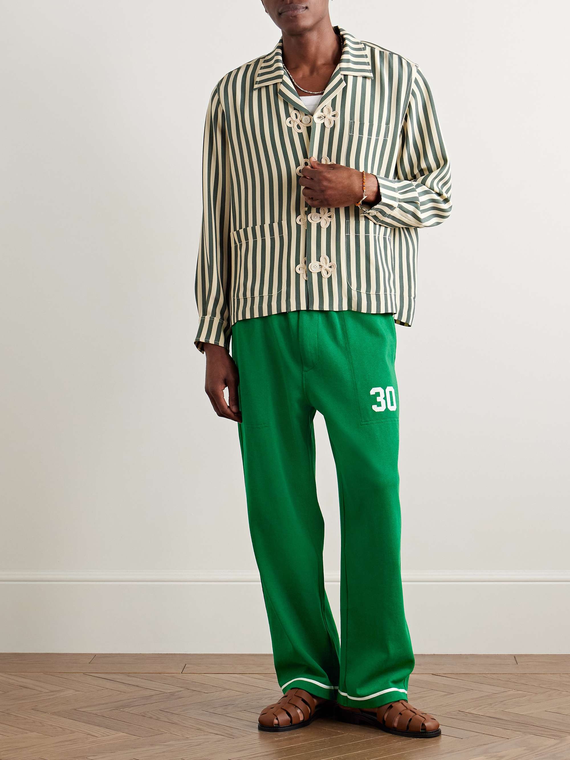Sophomore Straight-Leg Appliquéd Cotton and Lyocell-Blend Jersey Sweatpants view