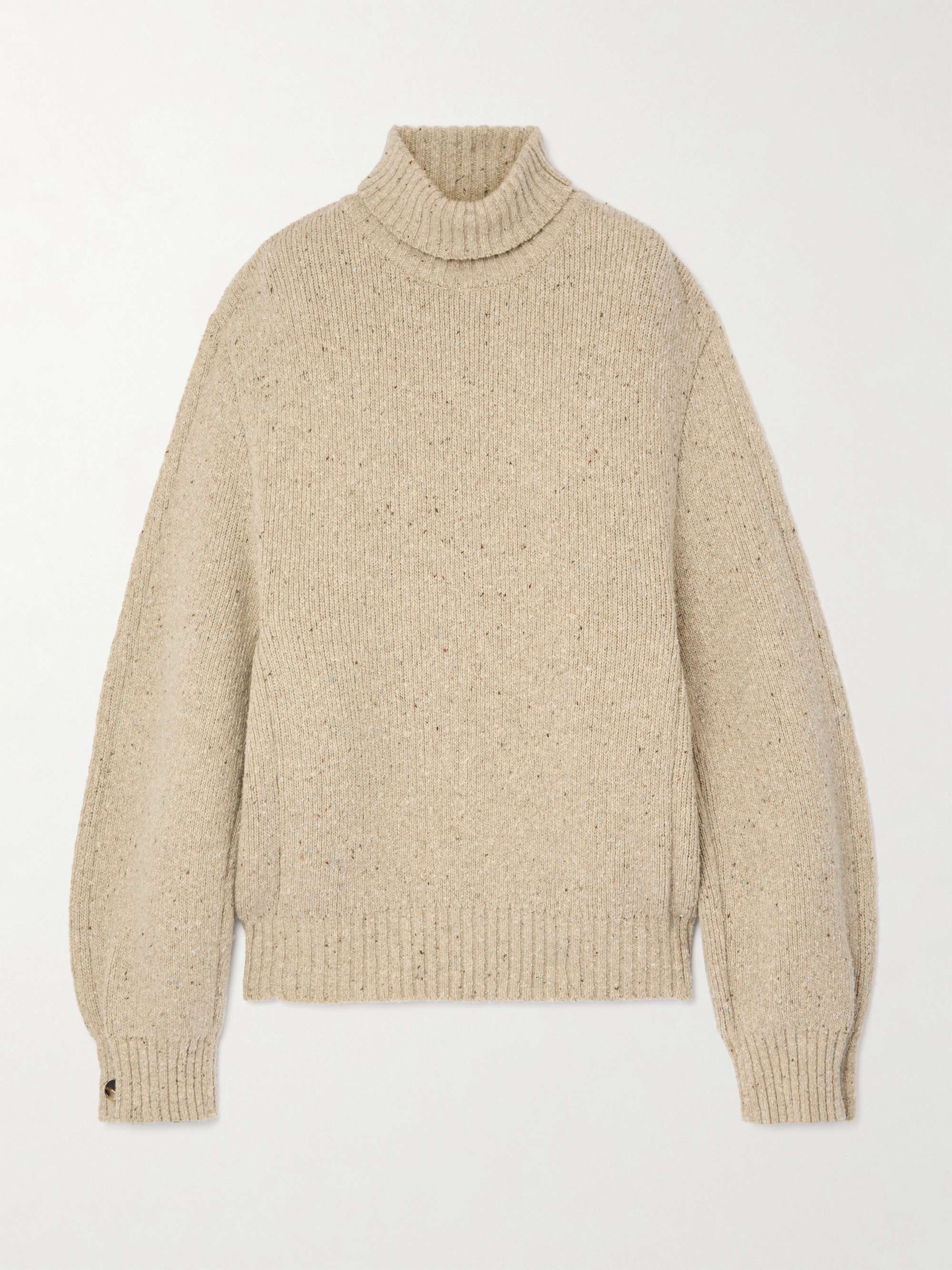Button-detailed wool turtleneck sweater view