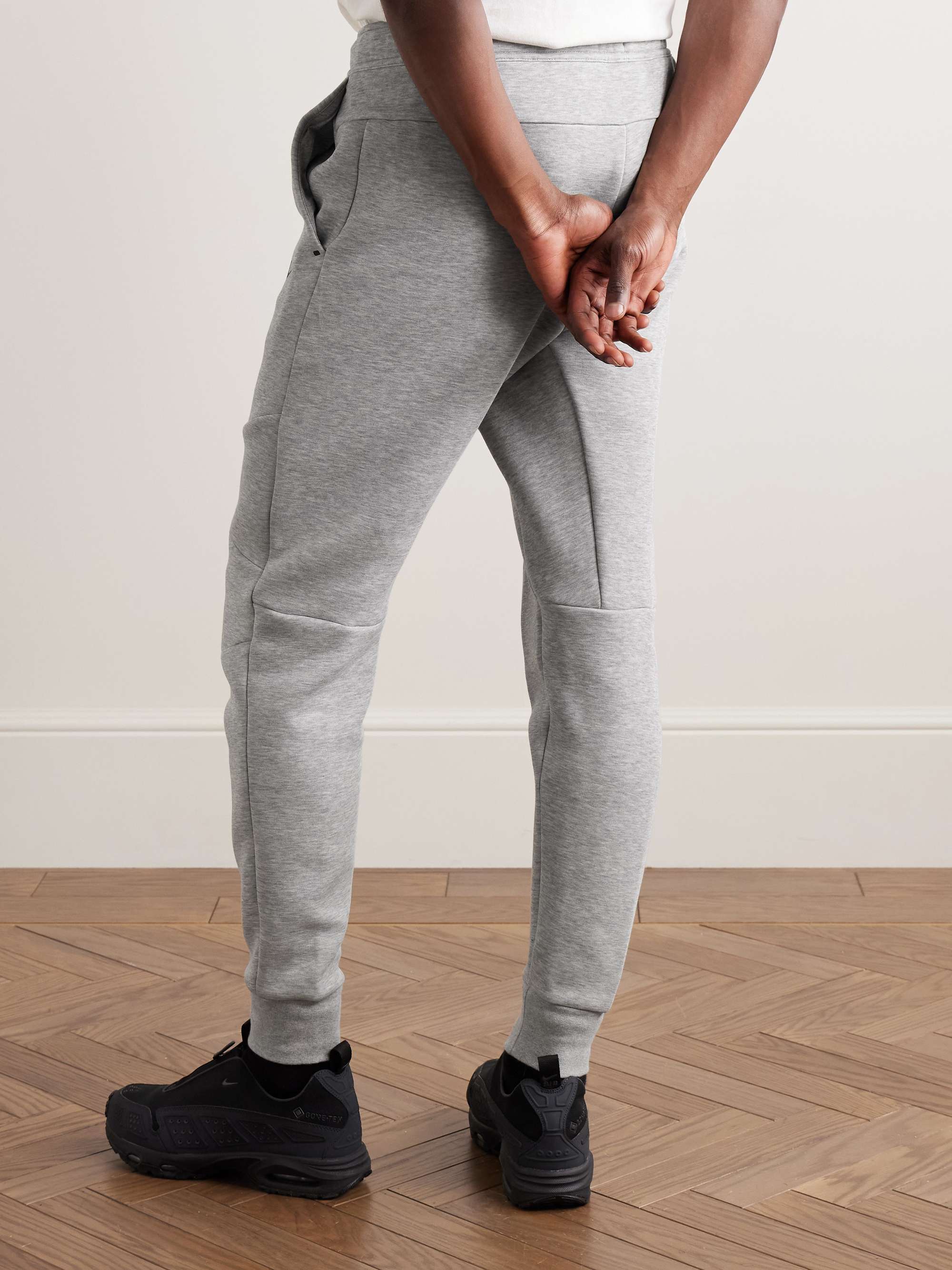 Slim-Fit Tapered Logo-Print Cotton-Blend Tech Fleece Sweatpants view
