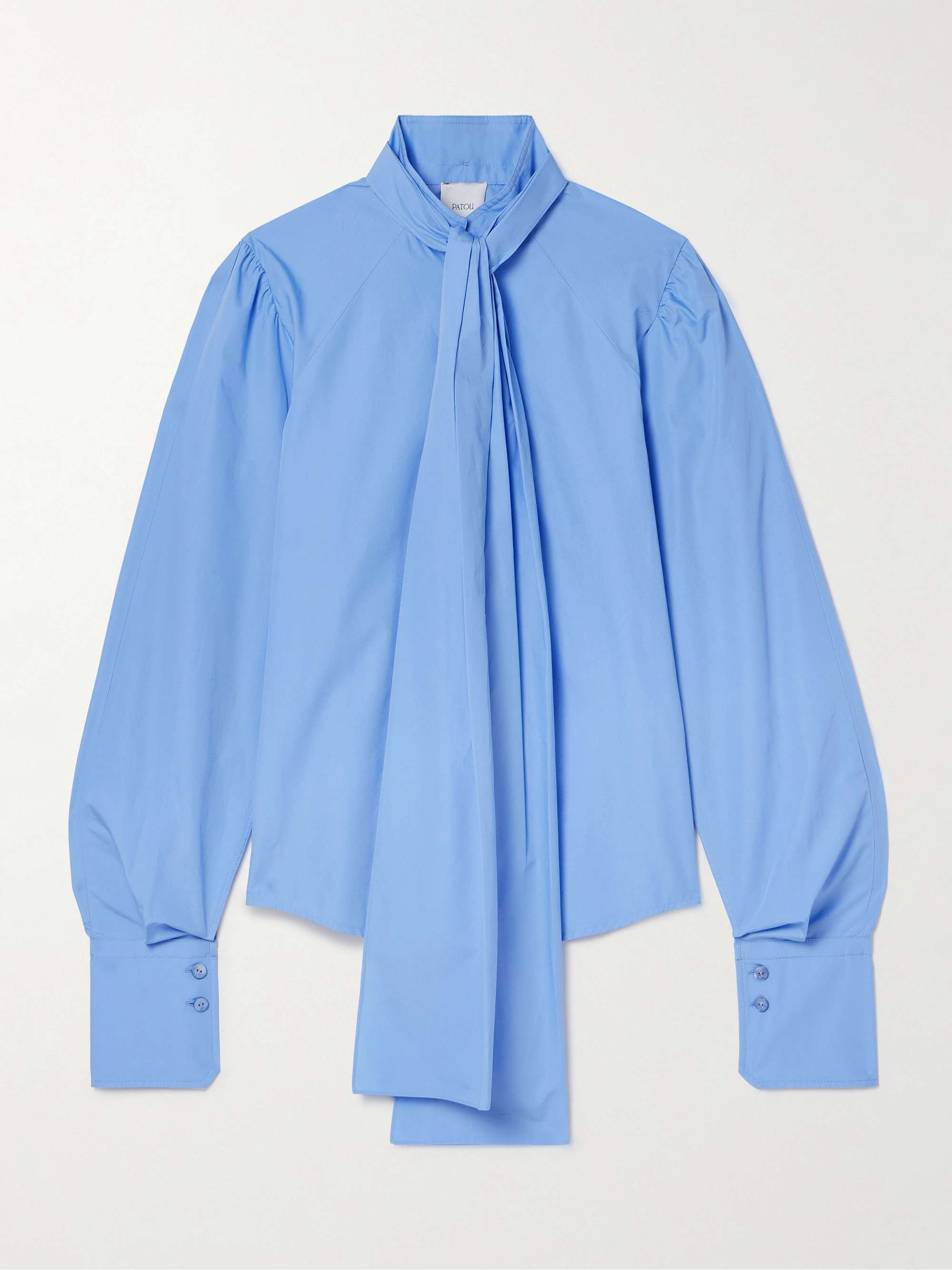 Pussy-bow cotton-poplin shirt view