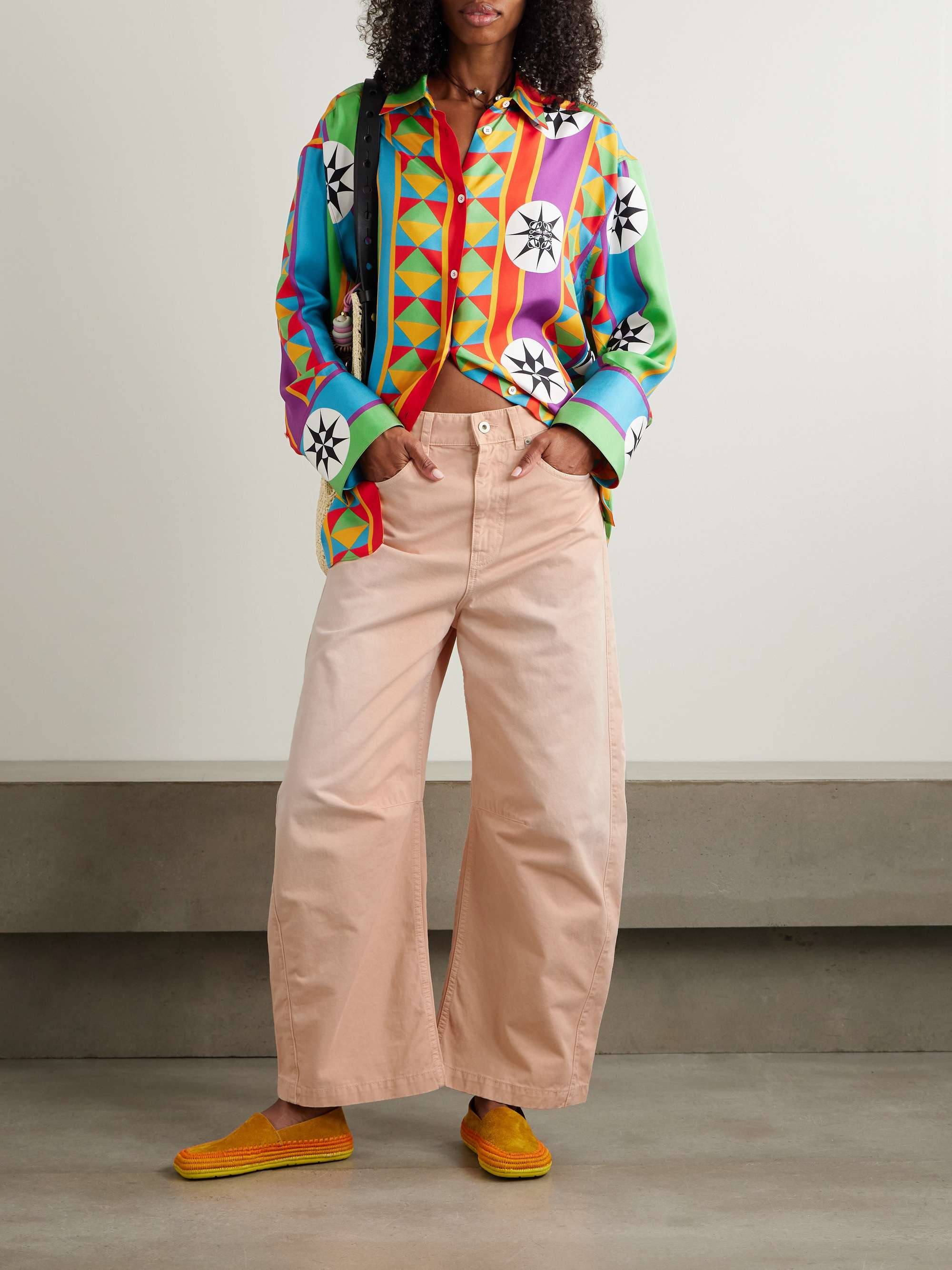 + Paula's Ibiza paneled mid-rise barrel-leg jeans view