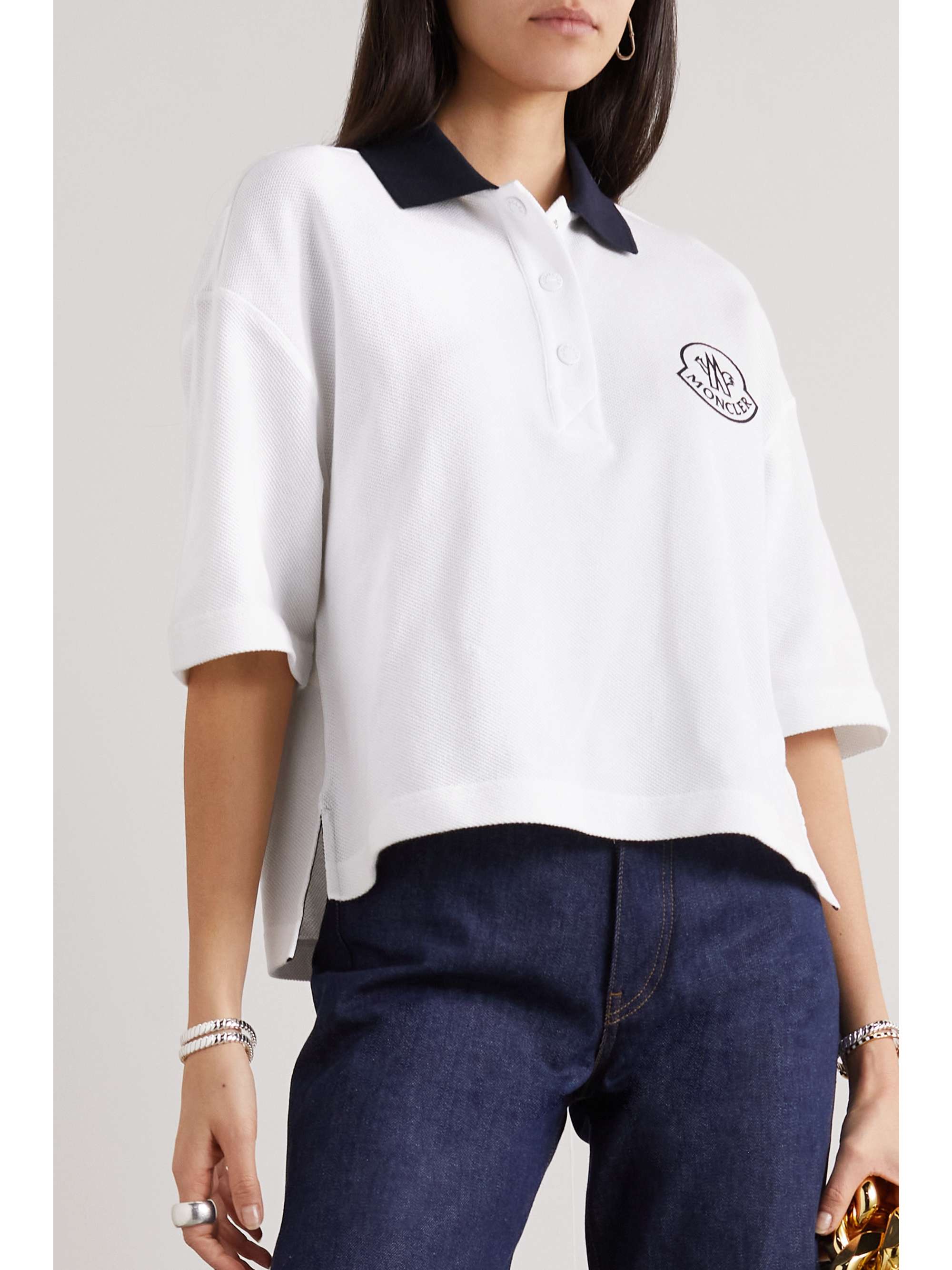Appliquéd cotton-piqué polo shirt view