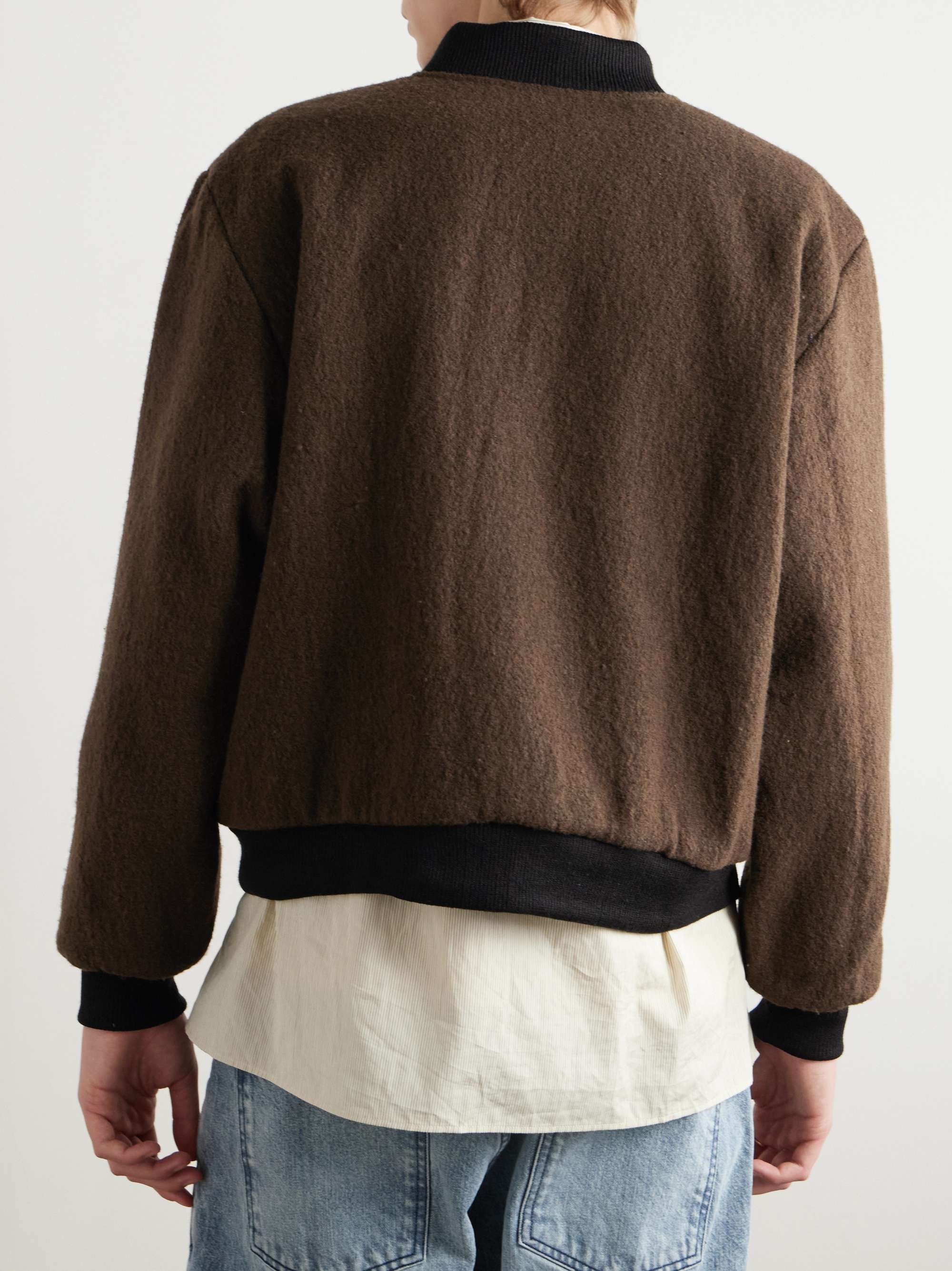 Reversible Fleece and Crinkled-Gabardine Bomber Jacket view