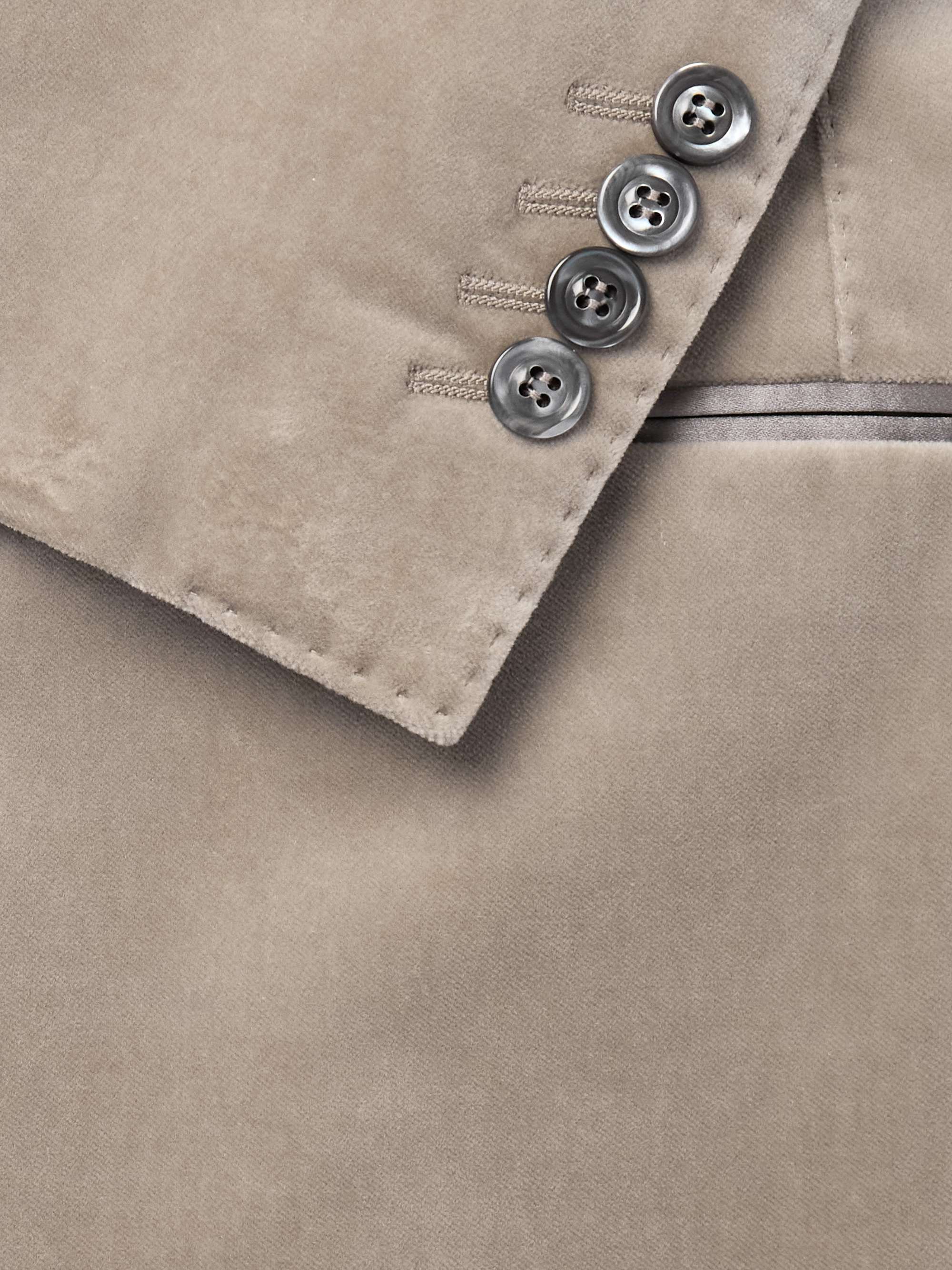Slim-Fit Shawl-Collar Double-Breasted Cotton-Velvet Tuxedo Jacket view