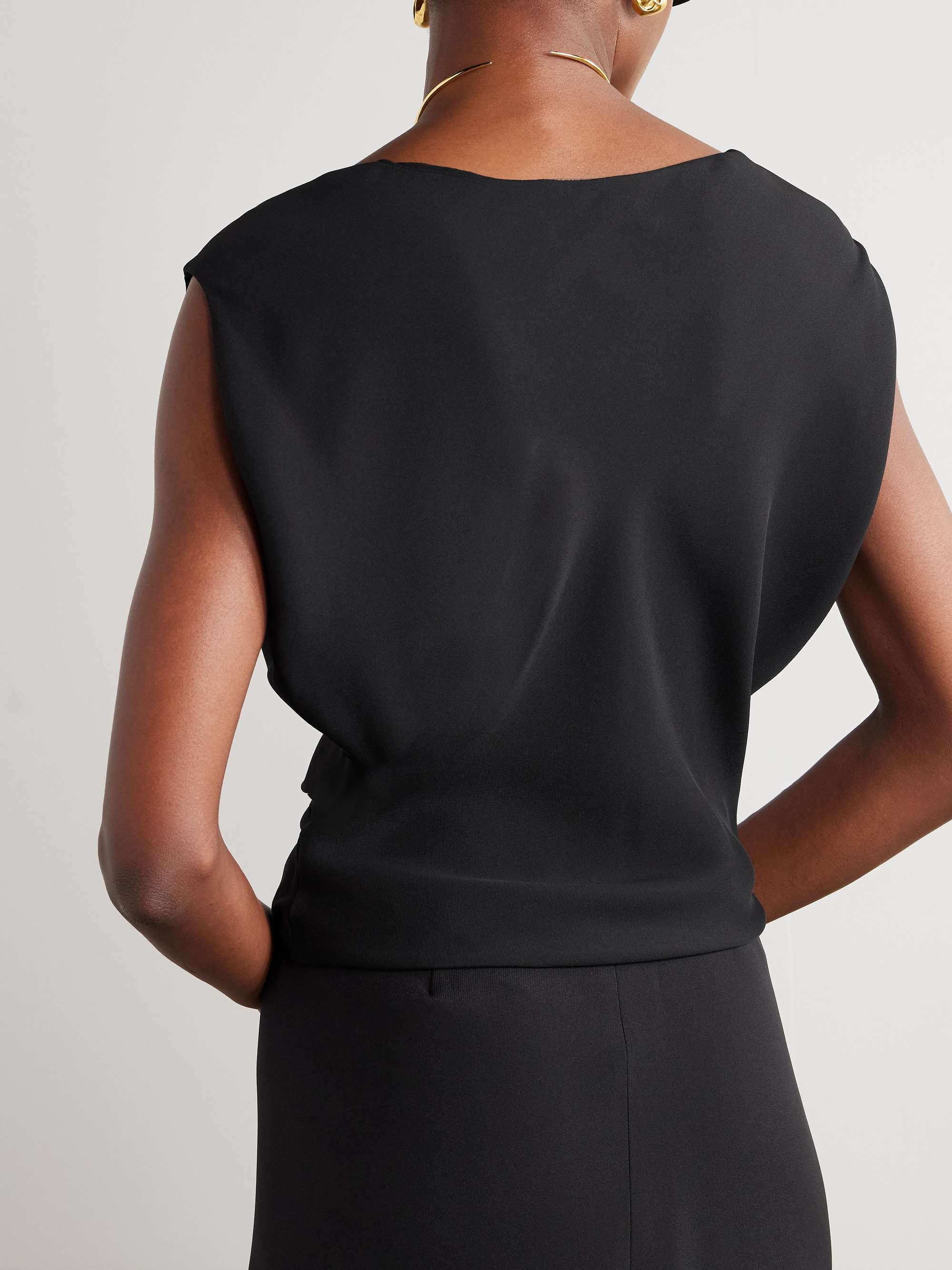 Cristyn gathered silk crepe de chine top view