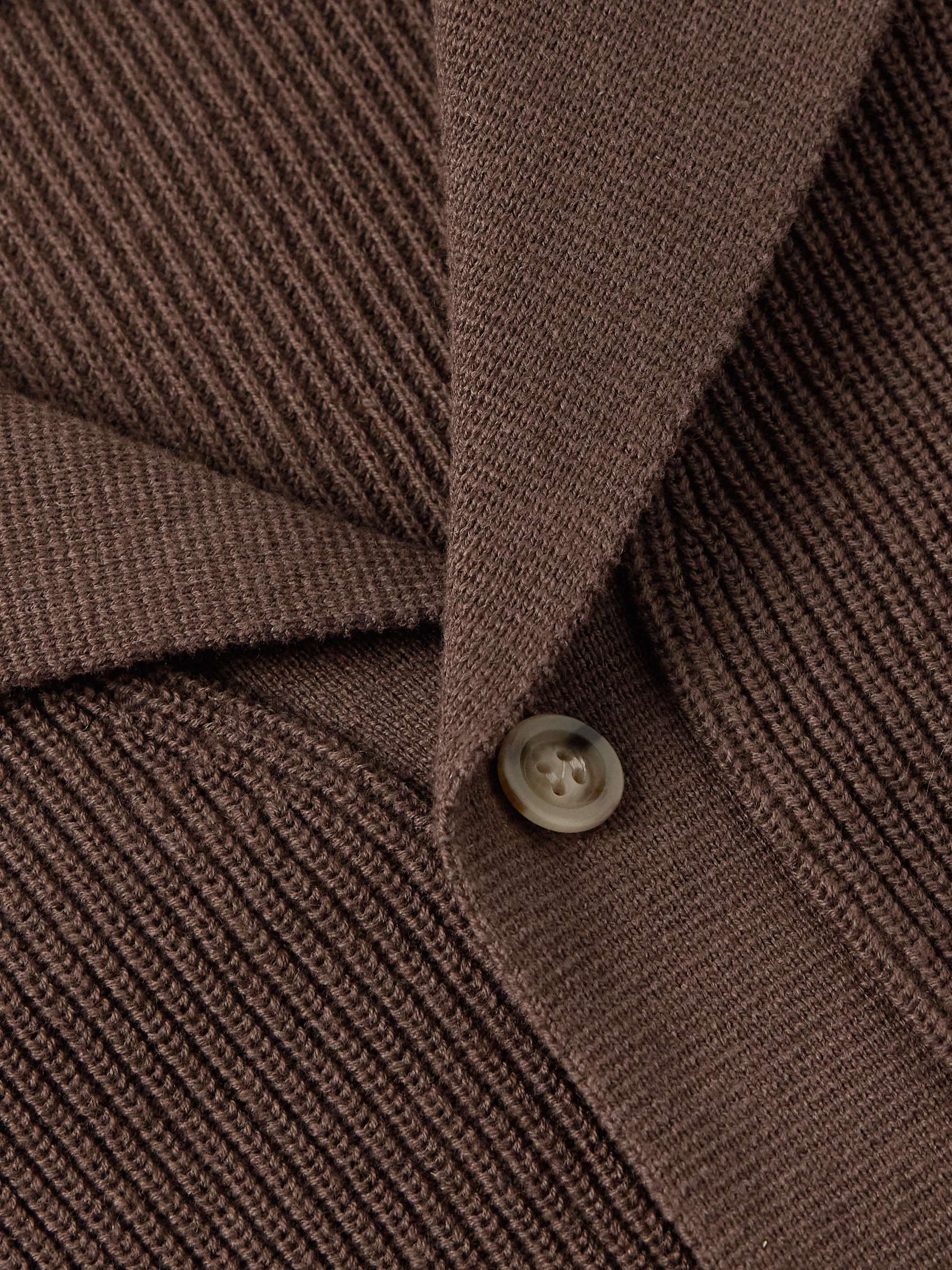 Camp-Collar Ribbed Linen and Cotton-Blend Shirt view