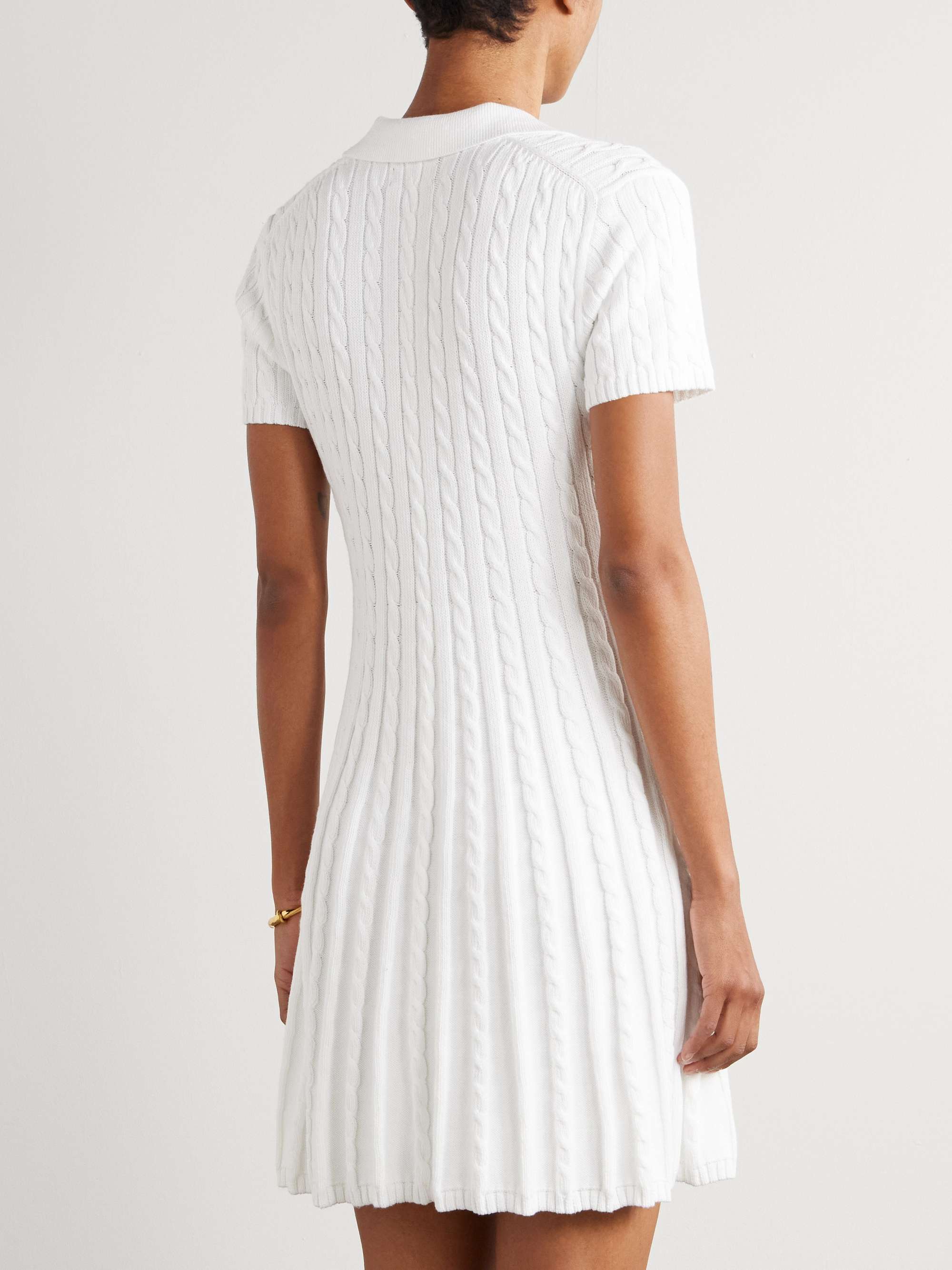 Embroidered cable-knit cotton-blend mini dress view