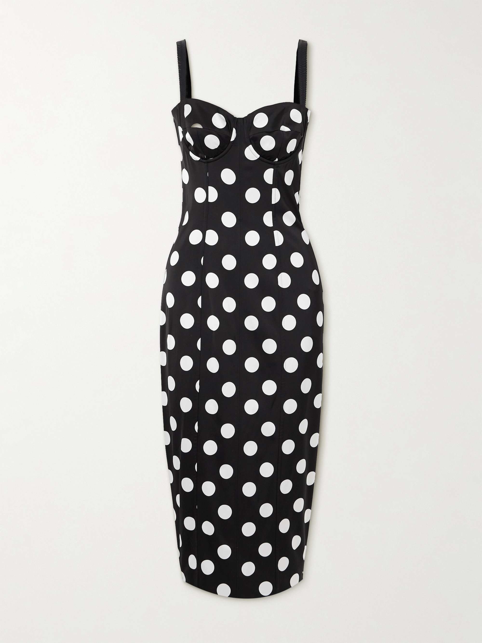 Polka-dot satin bustier midi dress view