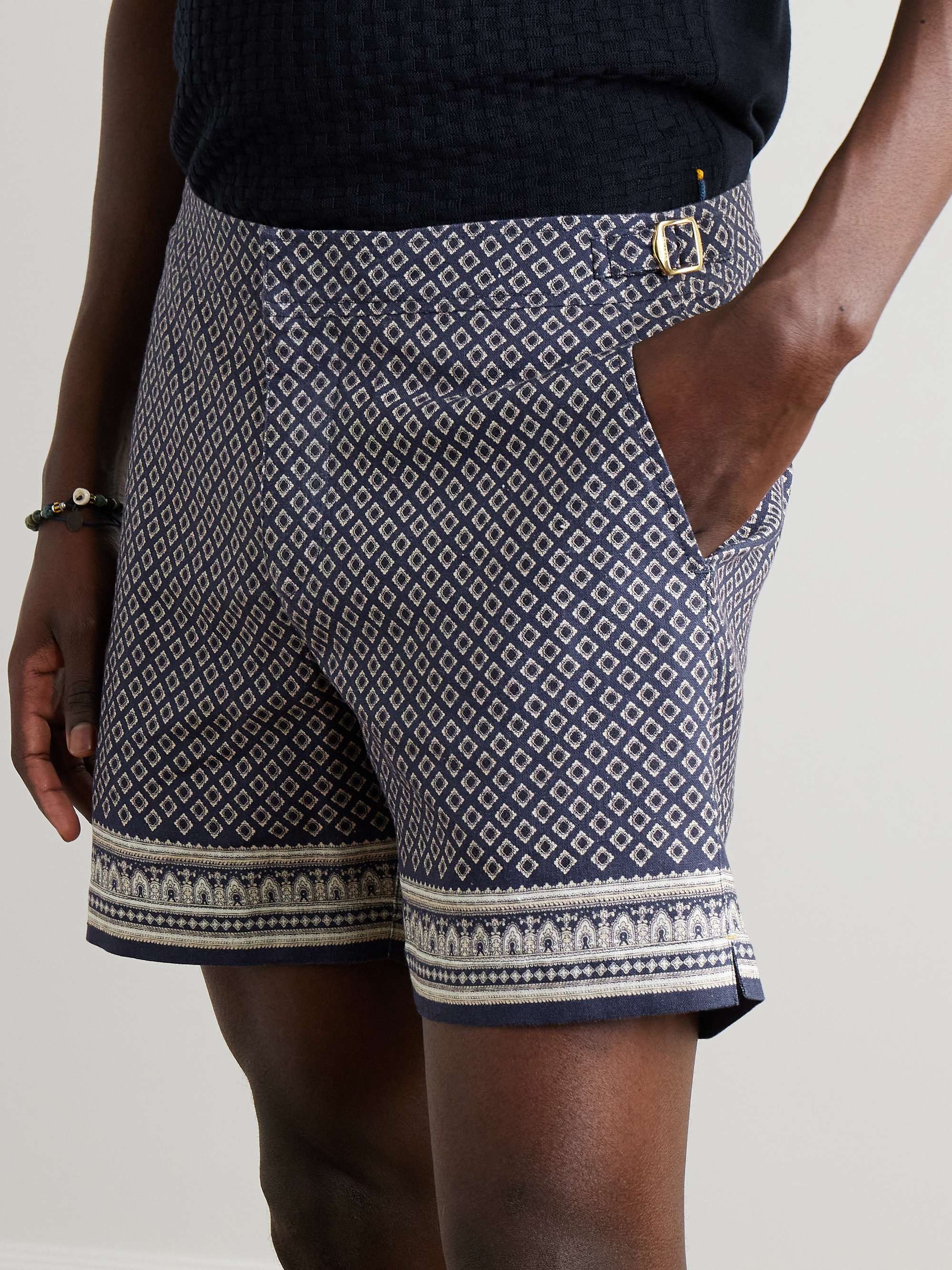 Bulldog Day Slim-Fit Floral-Print Linen Shorts view