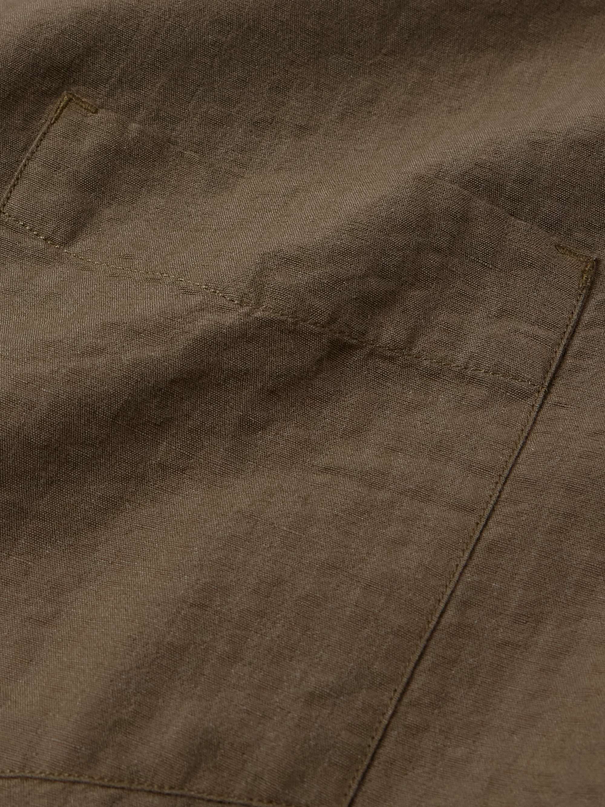 Grandad-Collar Organic Cotton and Linen-Blend Seersucker Shirt view
