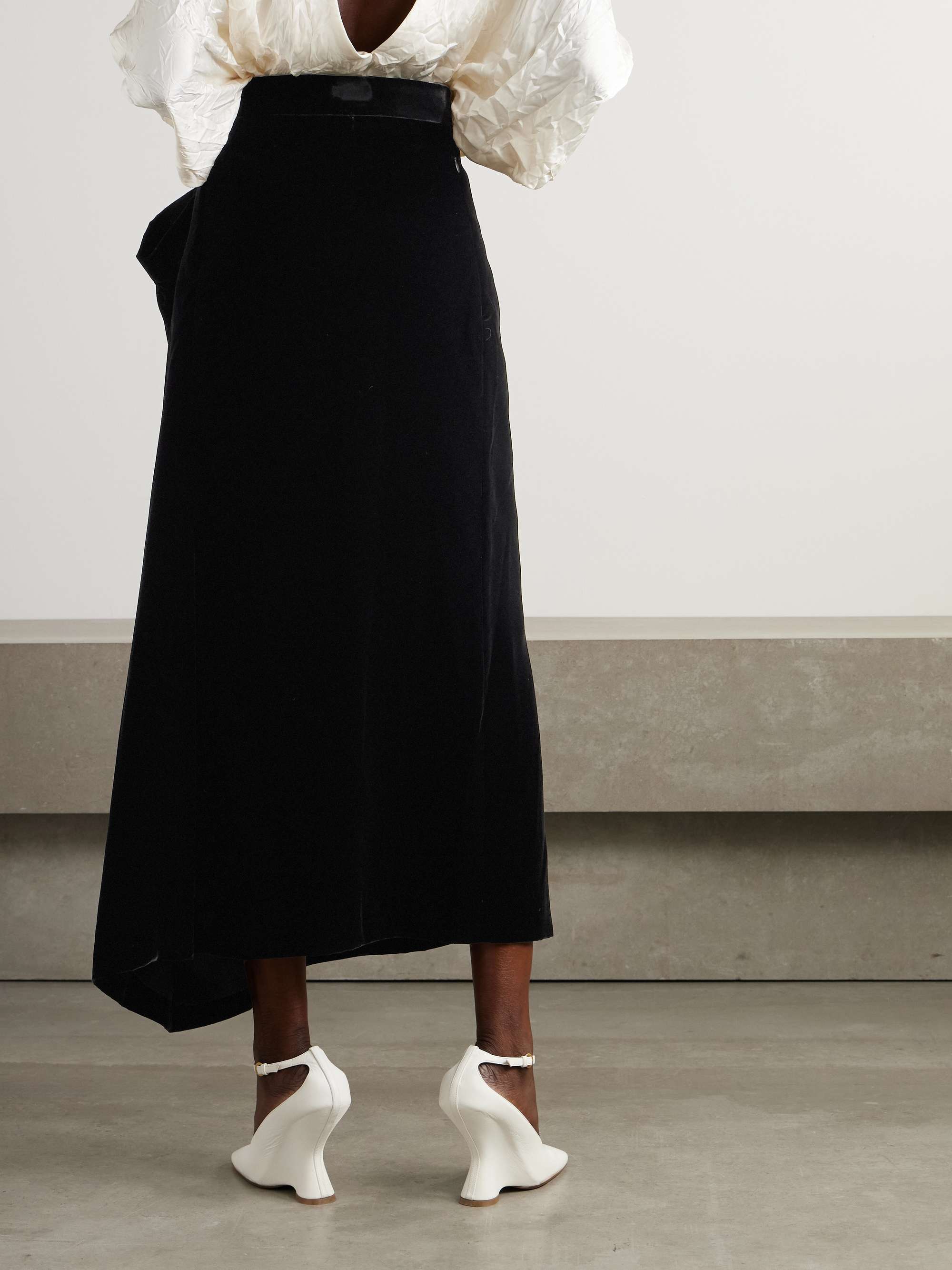 Asymmetric velvet maxi skirt view