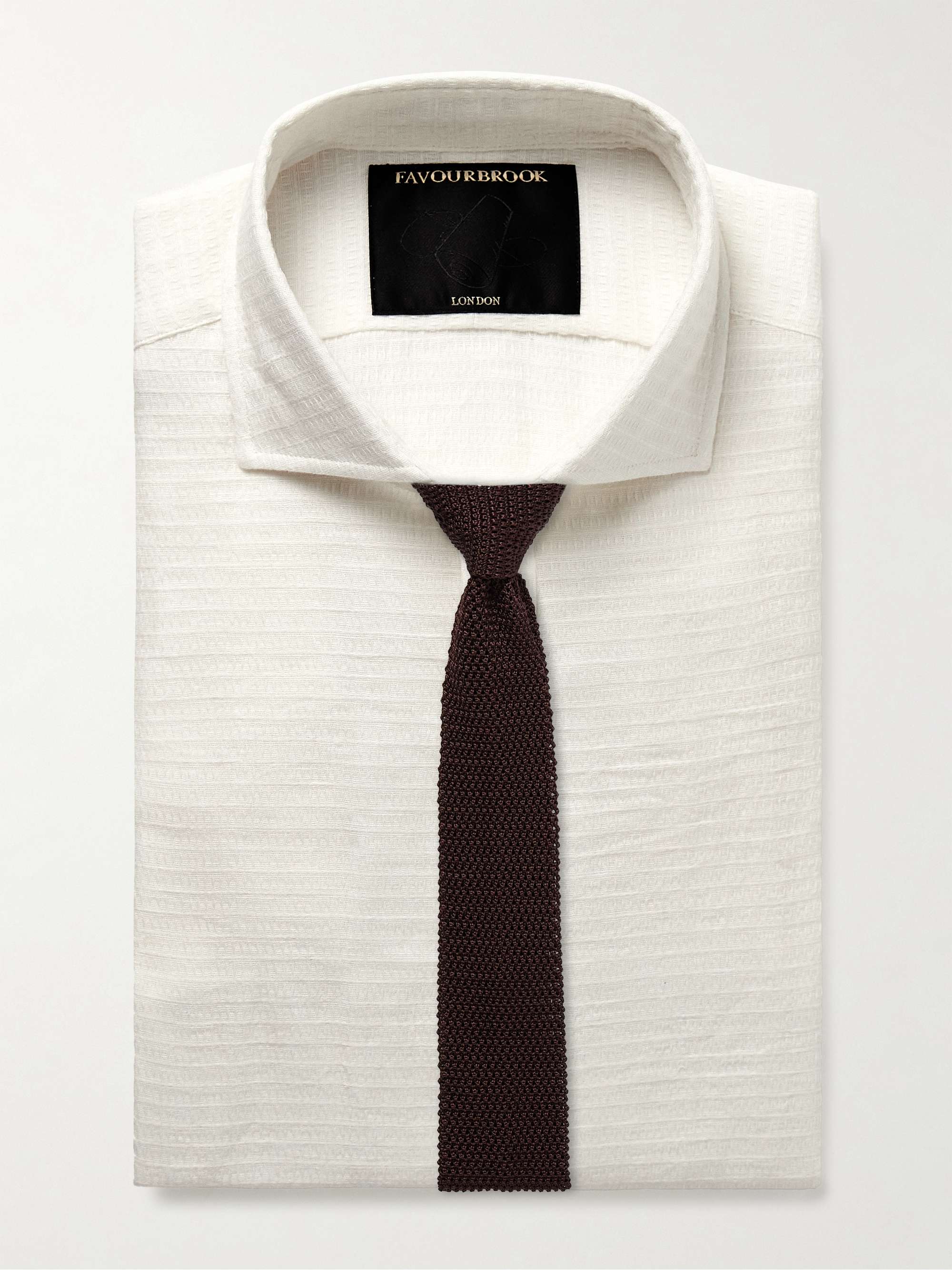 Haston Cutaway-Collar Linen-Jacquard Shirt view