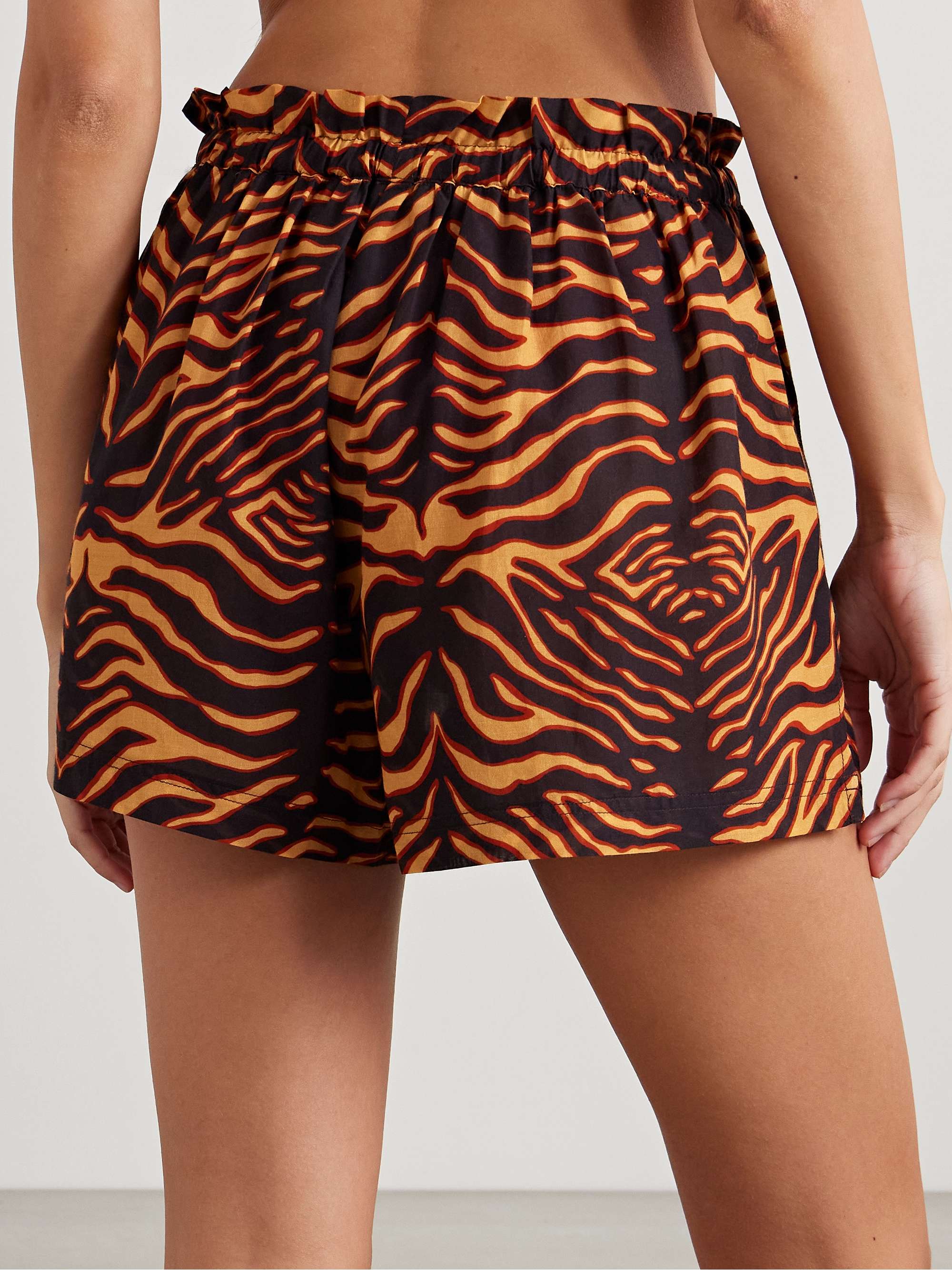 Bijou tiger-print cotton-blend voile shorts view
