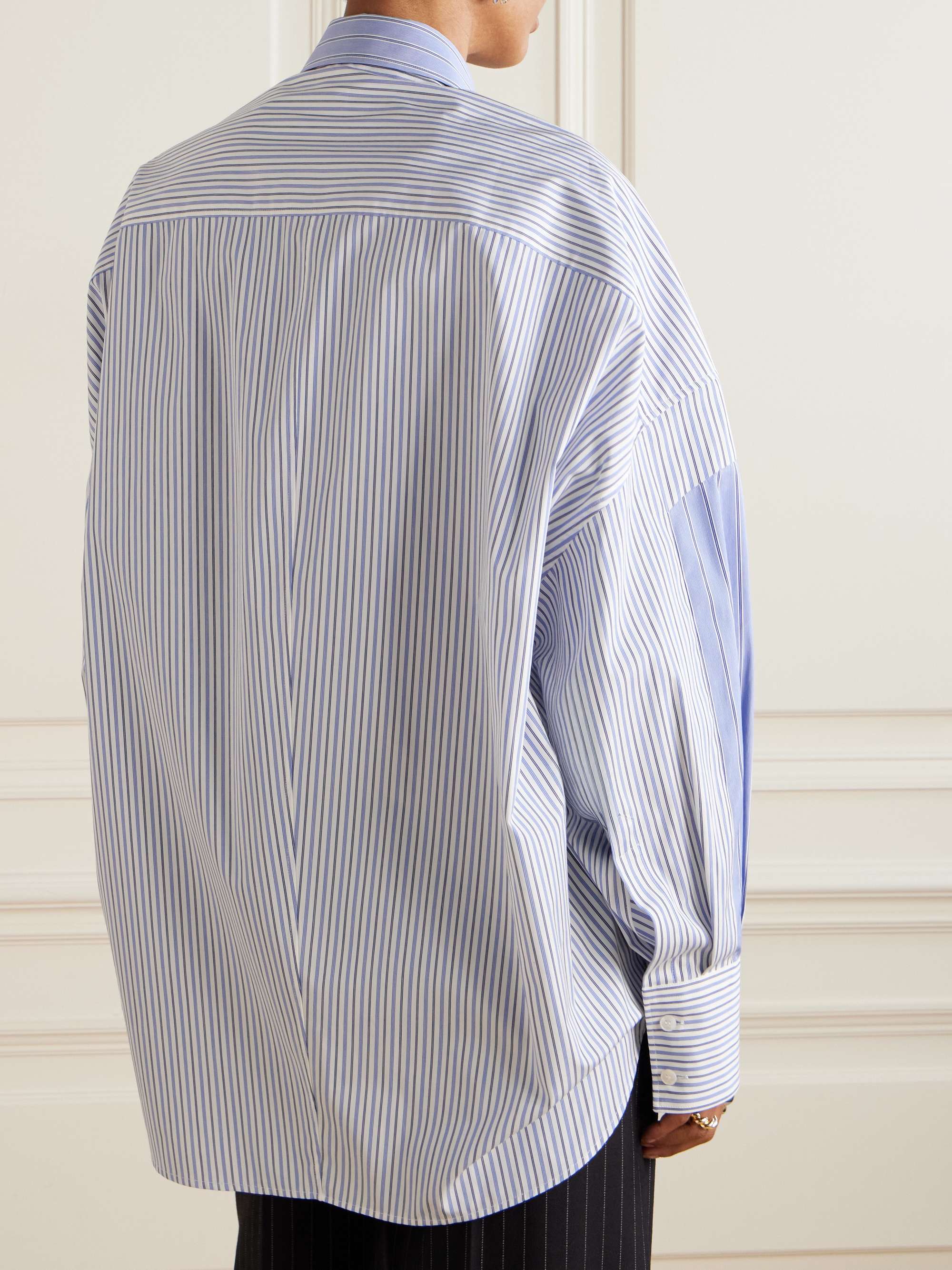 Paneled striped organic cotton-poplin shirt view