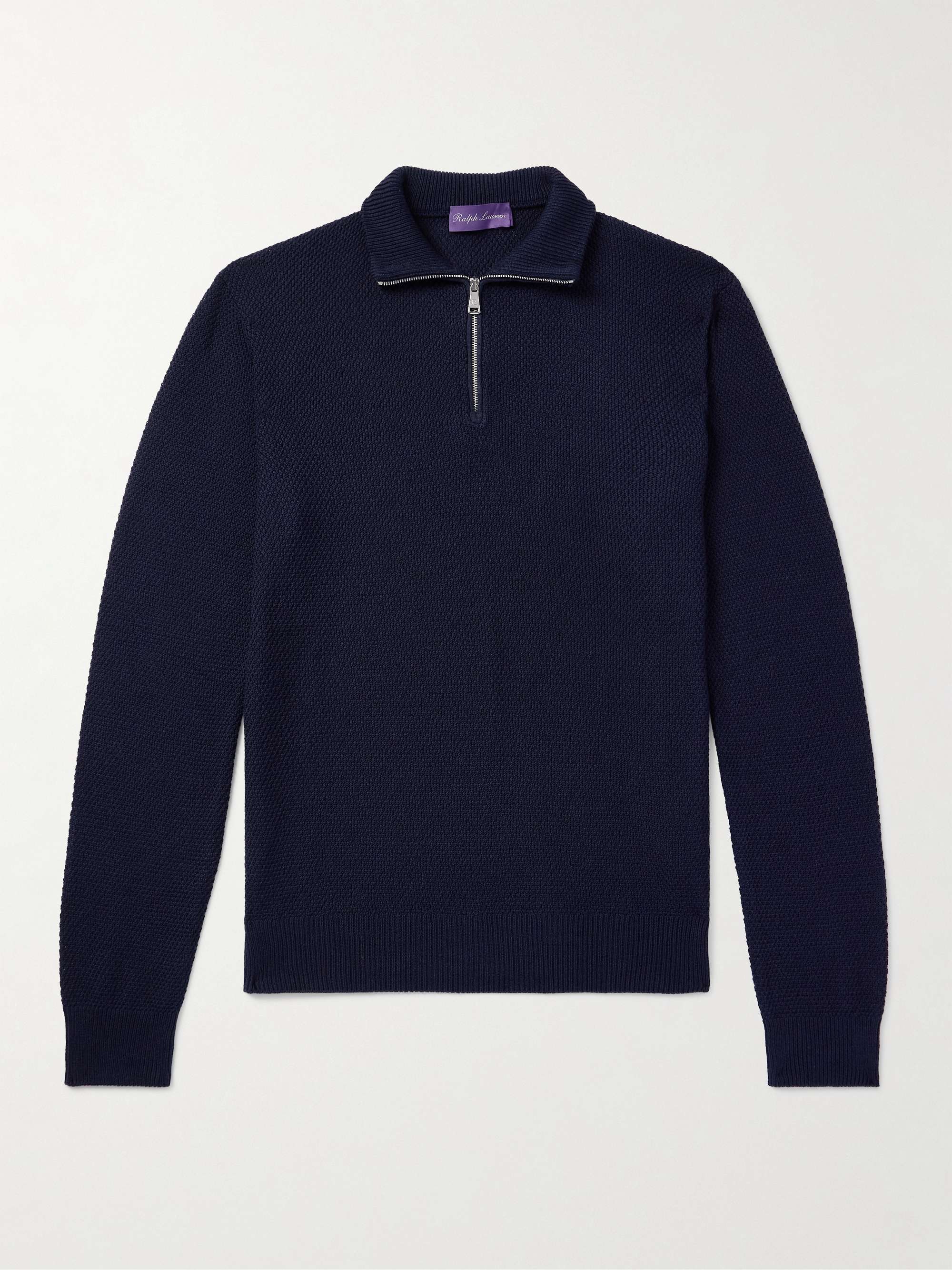 Silk and Cotton-Blend Half-Zip Sweater view
