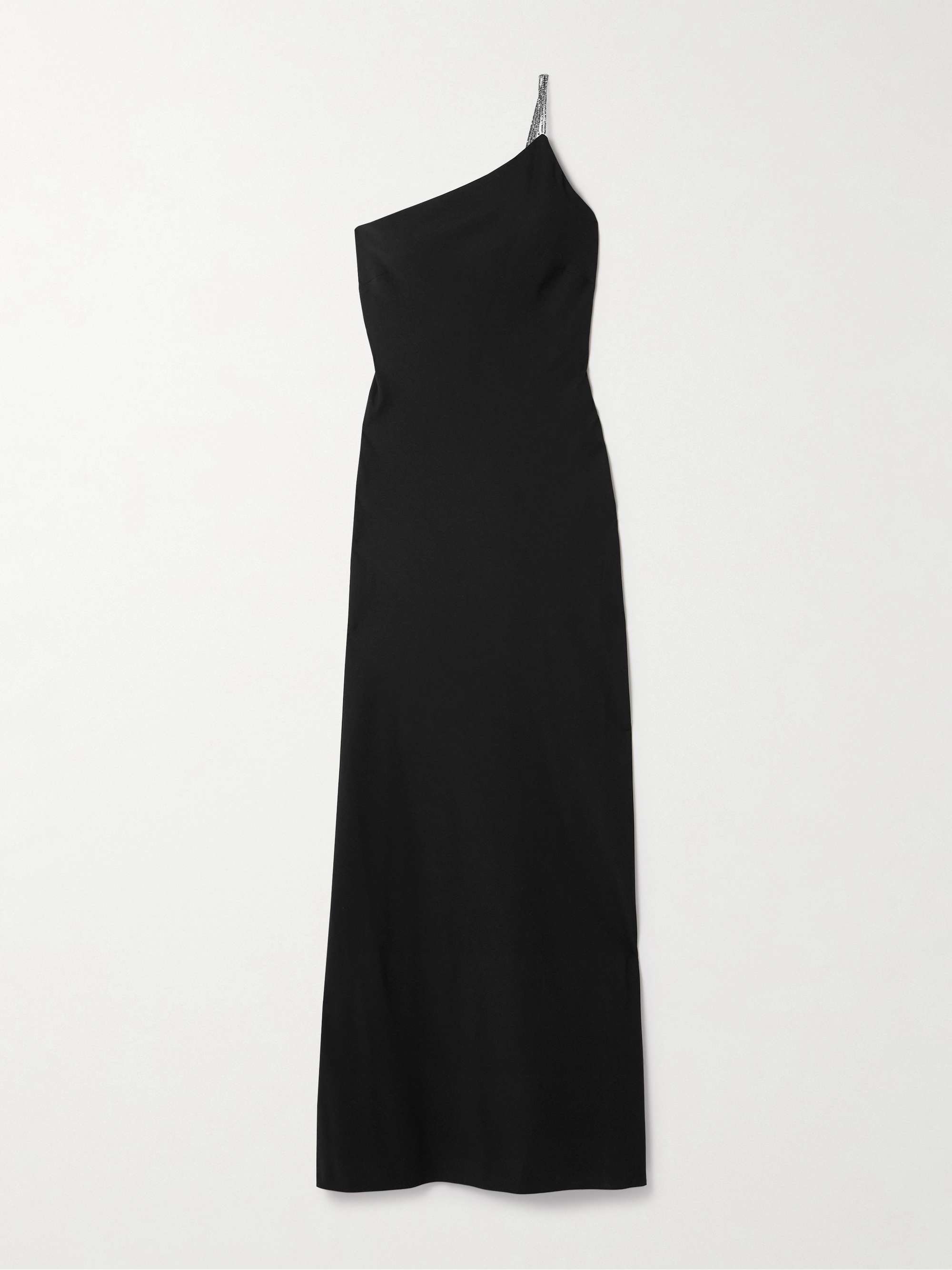 Elodie one-shoulder crystal-embellished crepe gown view