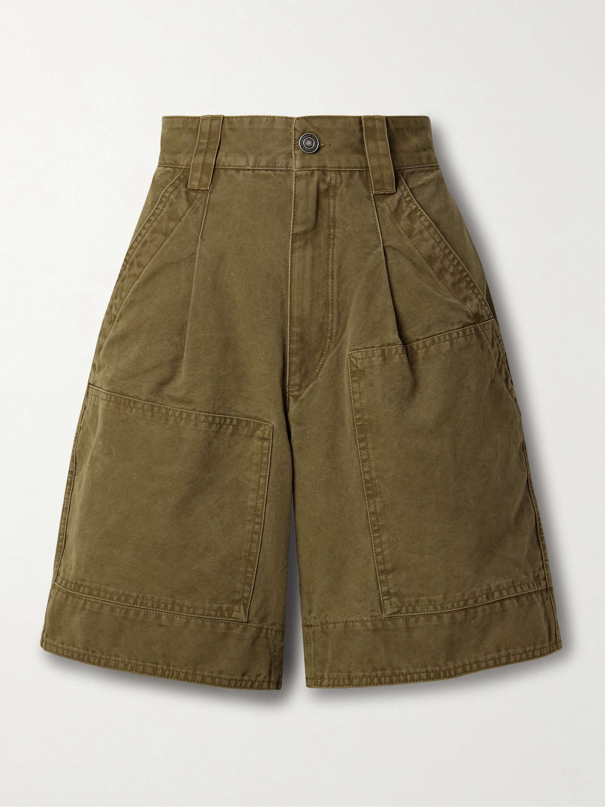 Katja pleated cotton-canvas shorts view