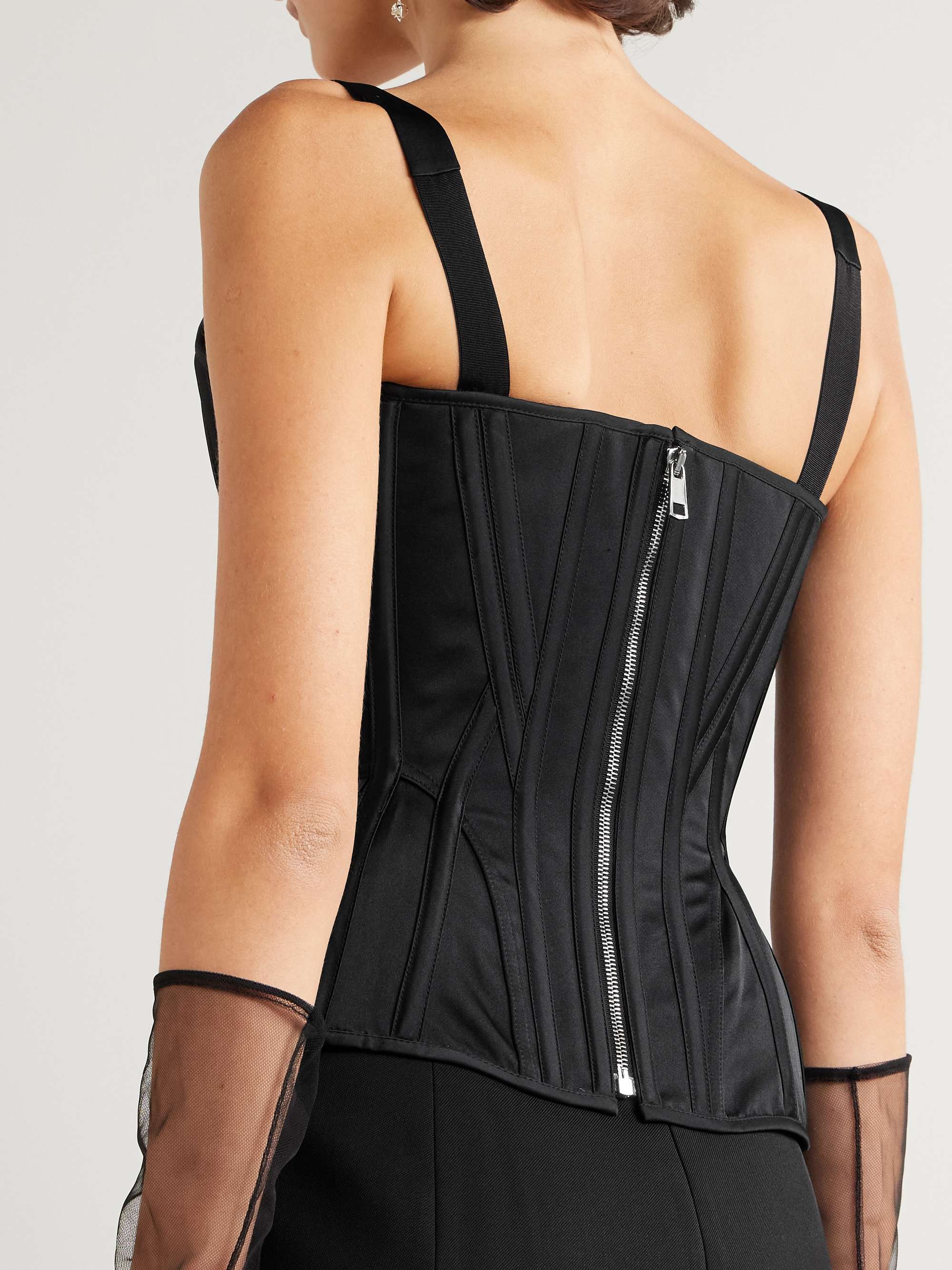 Recycled-satin bustier top view
