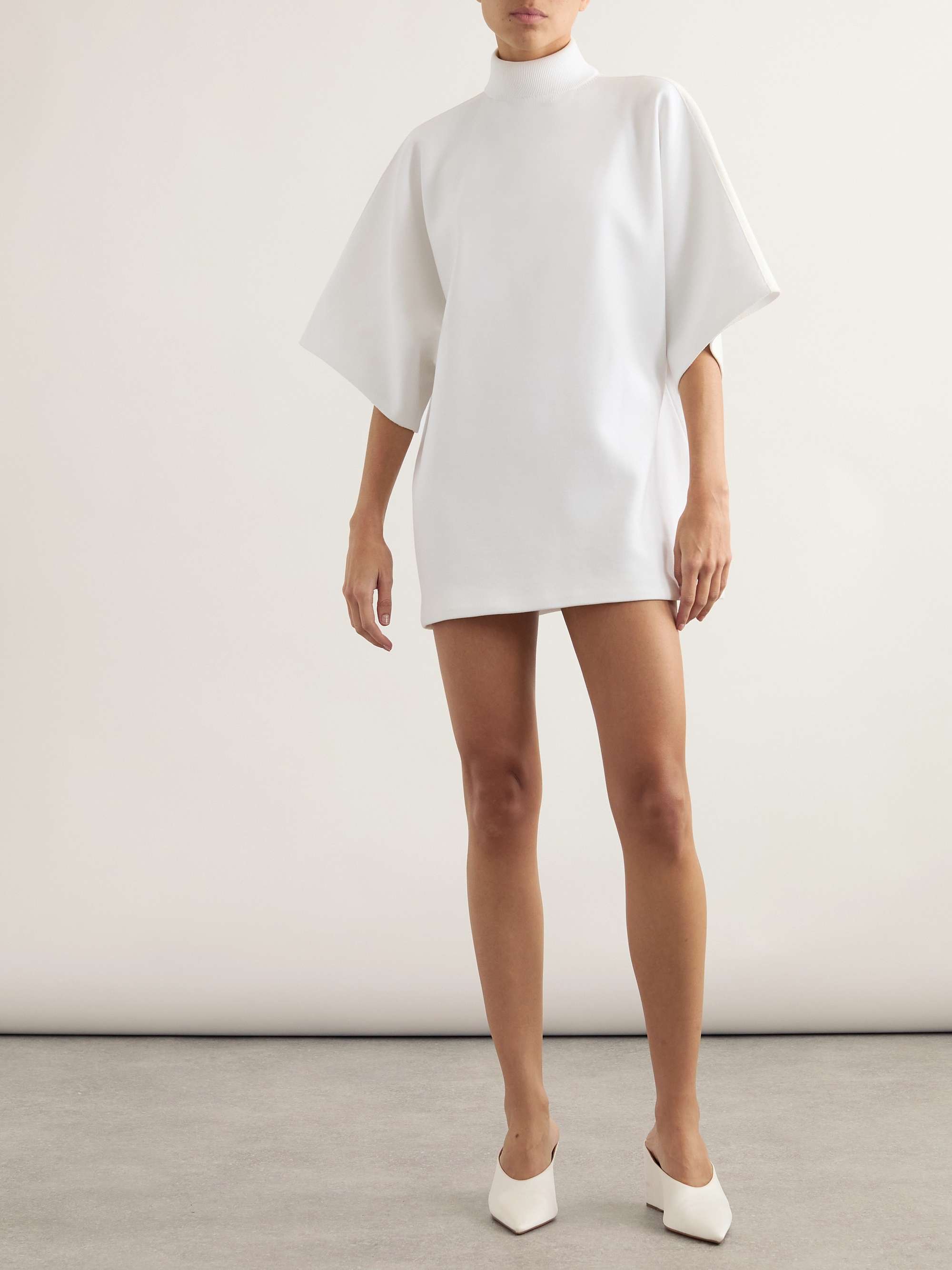 Oversized cotton-ponte turtleneck mini dress view