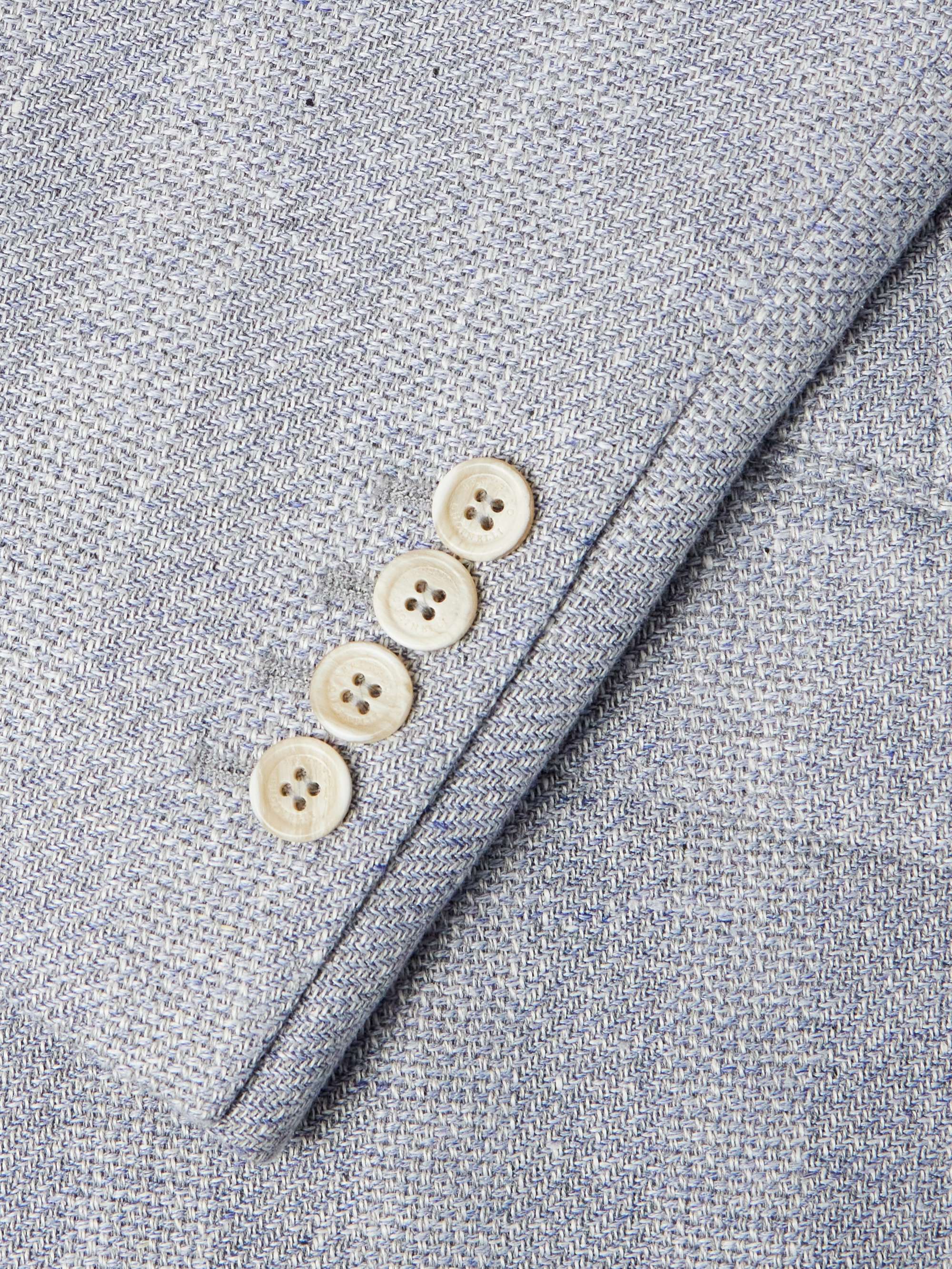 Striped Basketweave Linen, Silk, Wool and Cotton-Blend Suit Jacket view