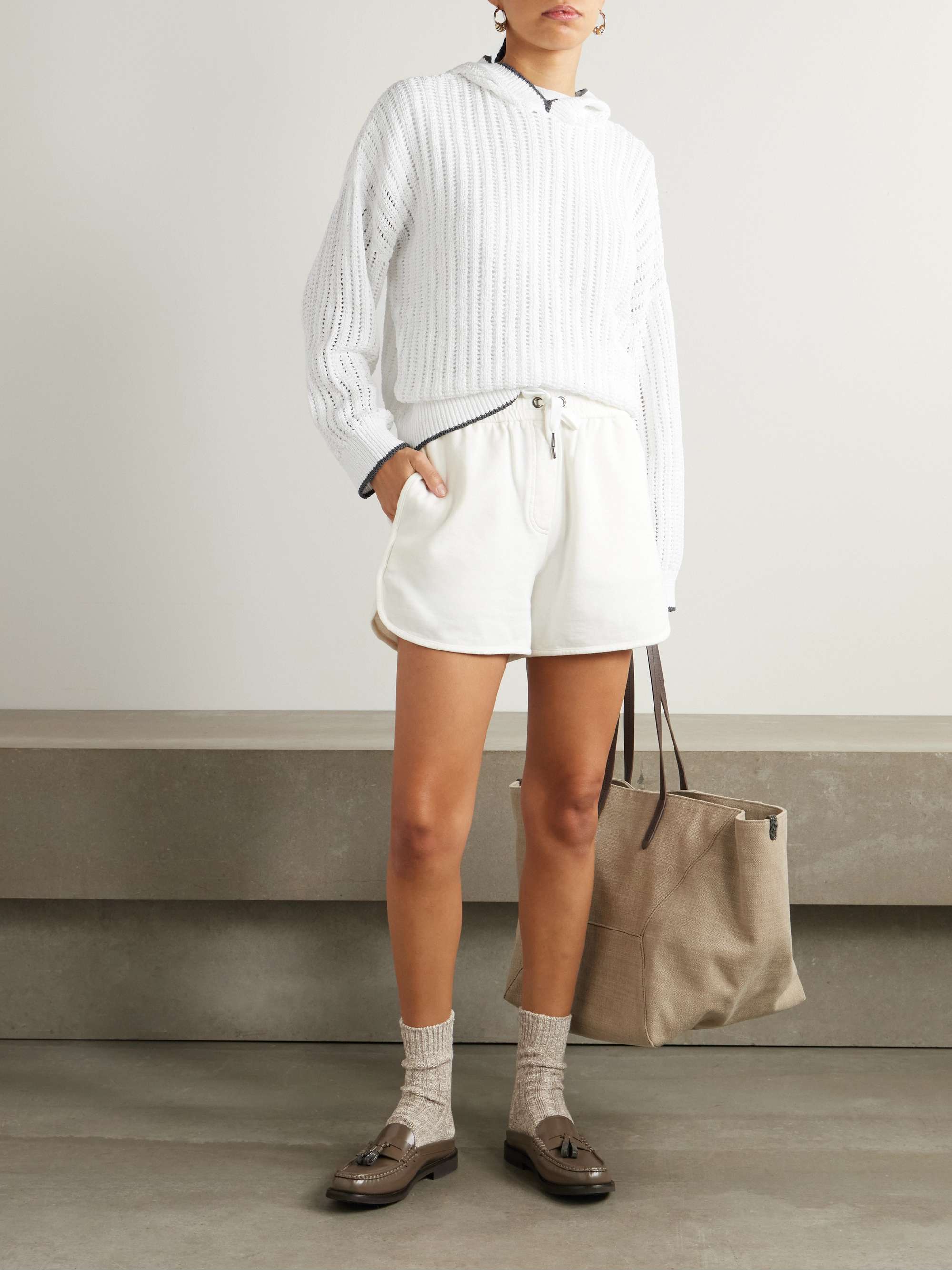 Open-knit cotton hoodie view
