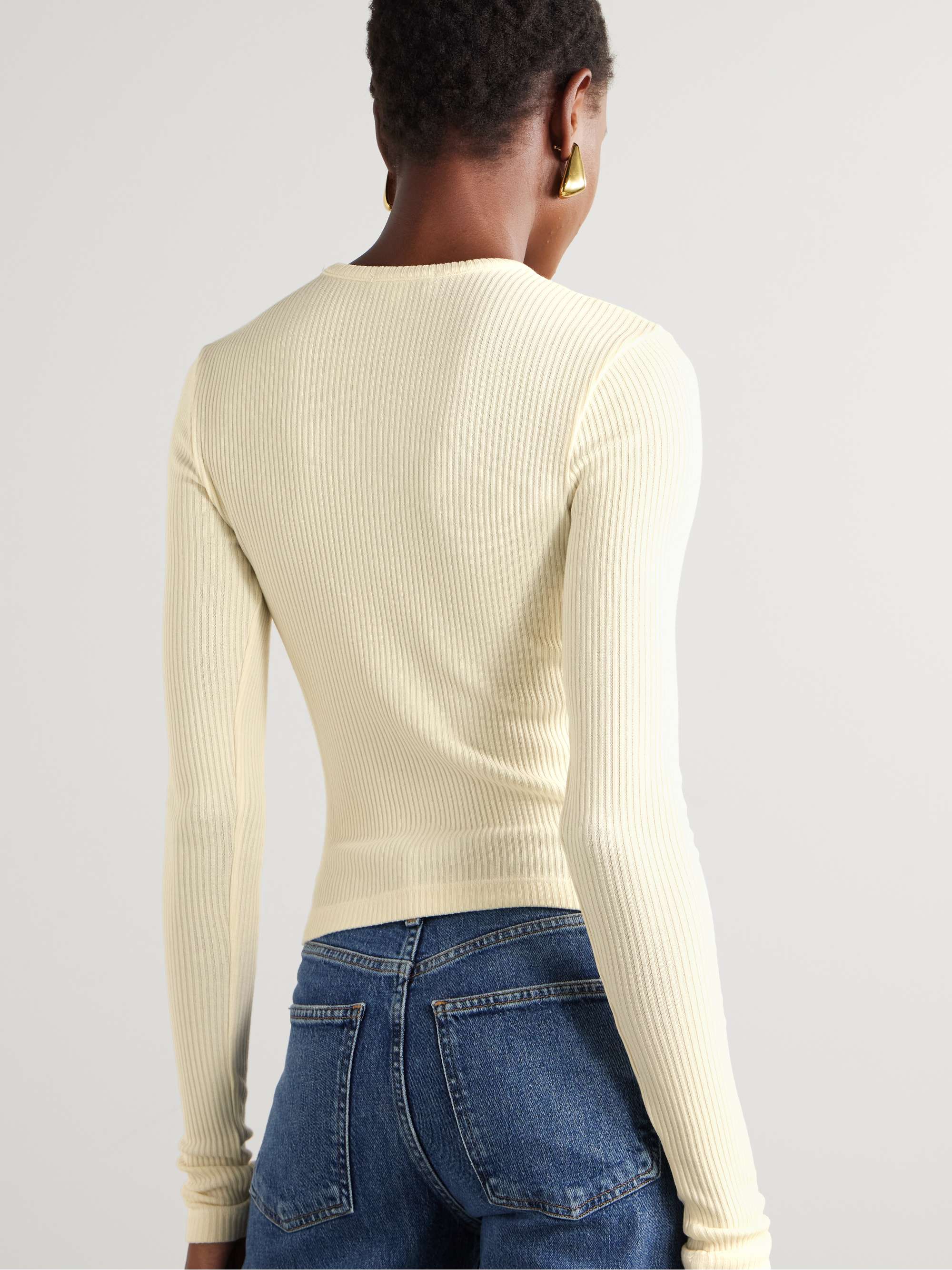 Alma Shrunken ribbed stretch Lyocell and organic cotton-blend top view