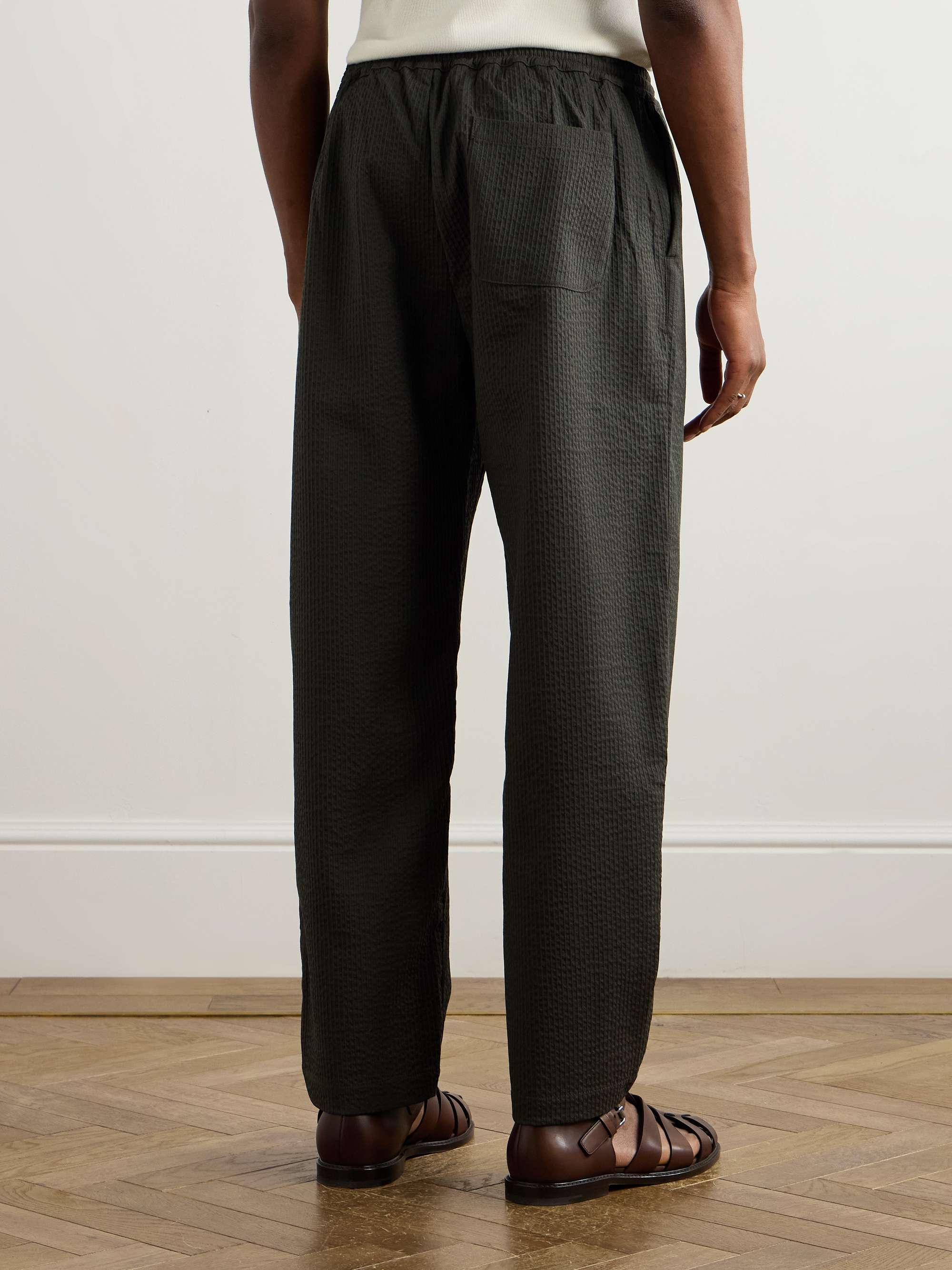 Banasa Tapered Wool-Seersucker Trousers view