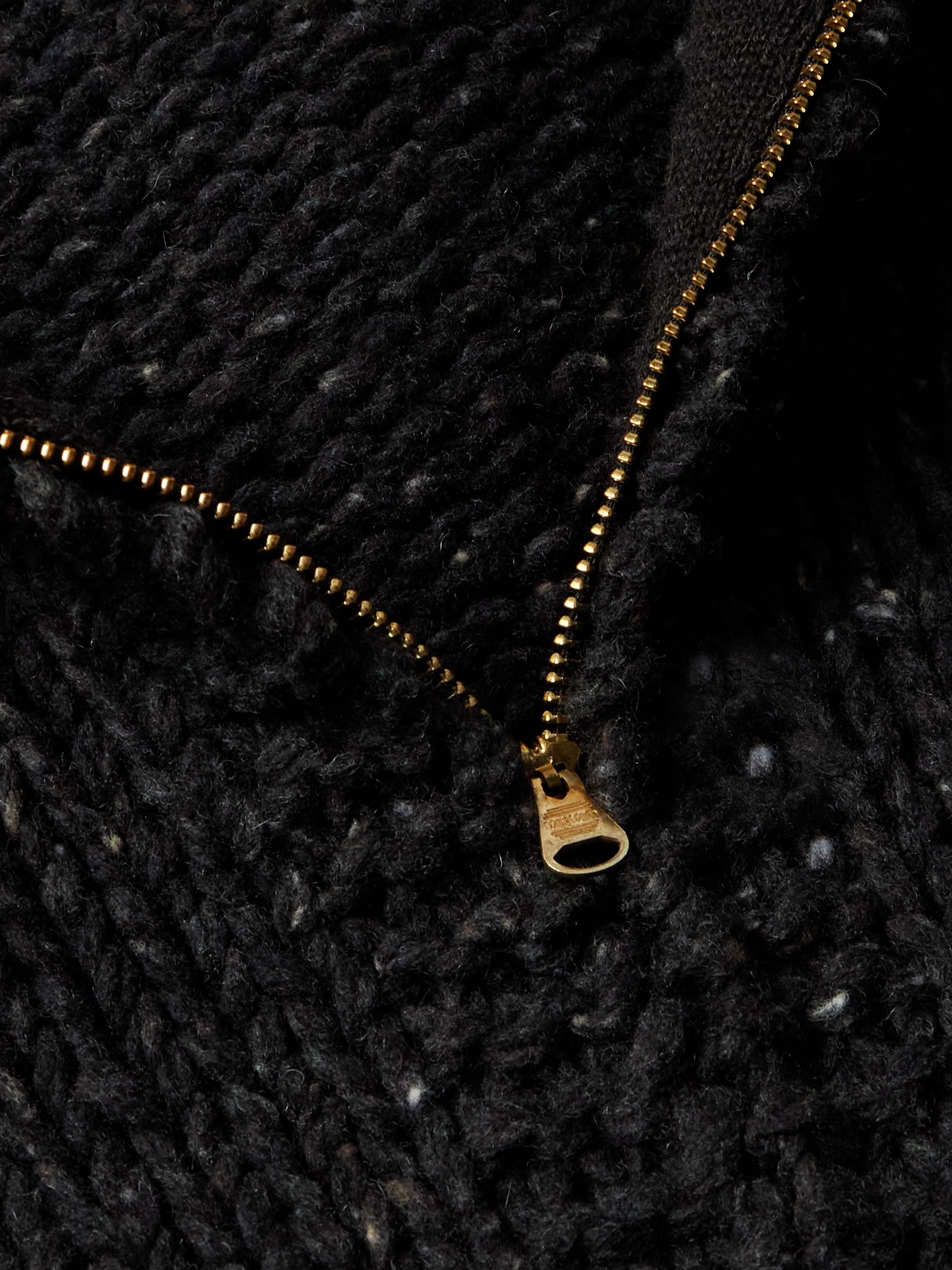 Shaw-Collar Wool Zip-Up Cardigan view