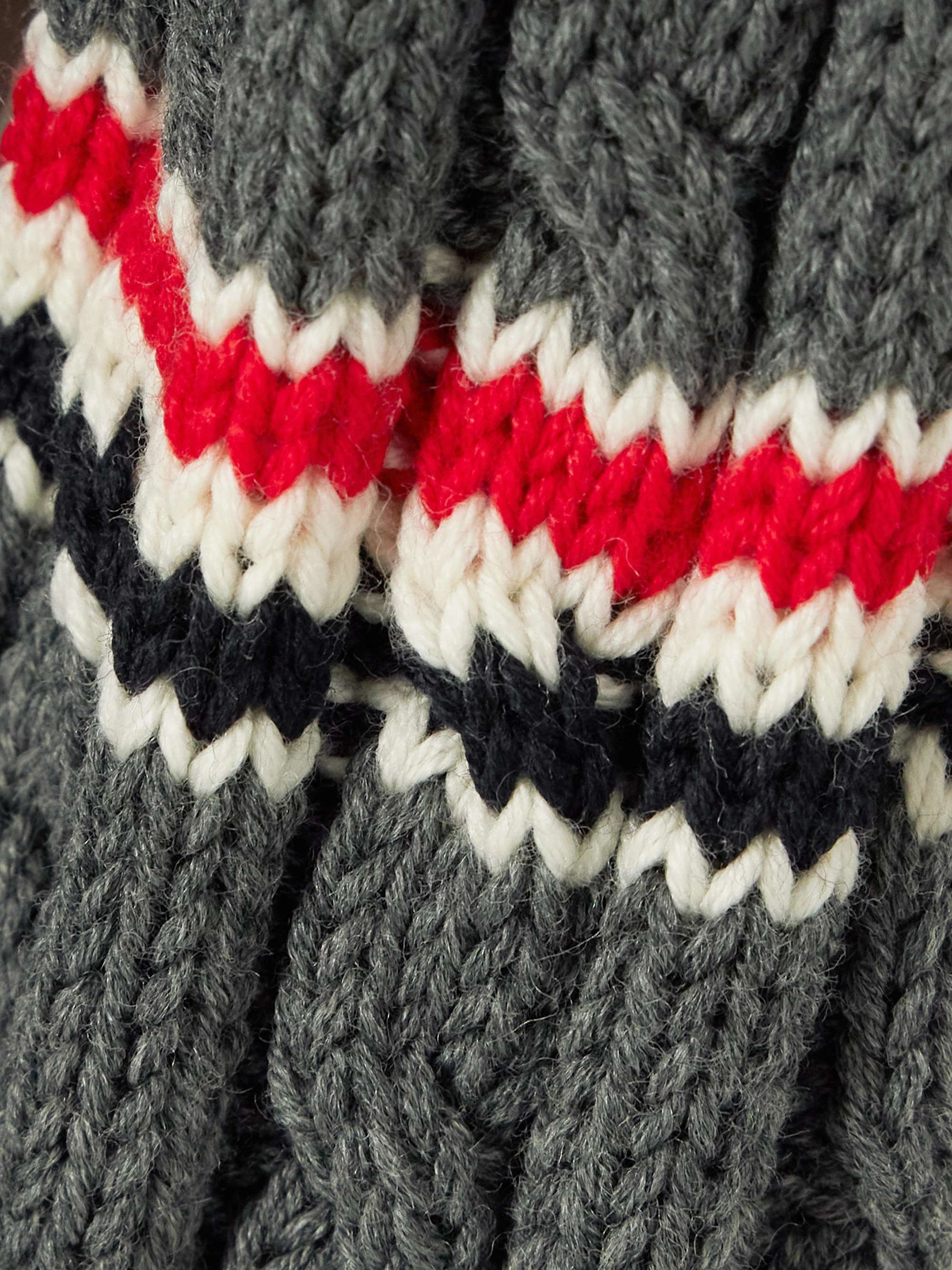 Striped cable-knit wool cardigan view
