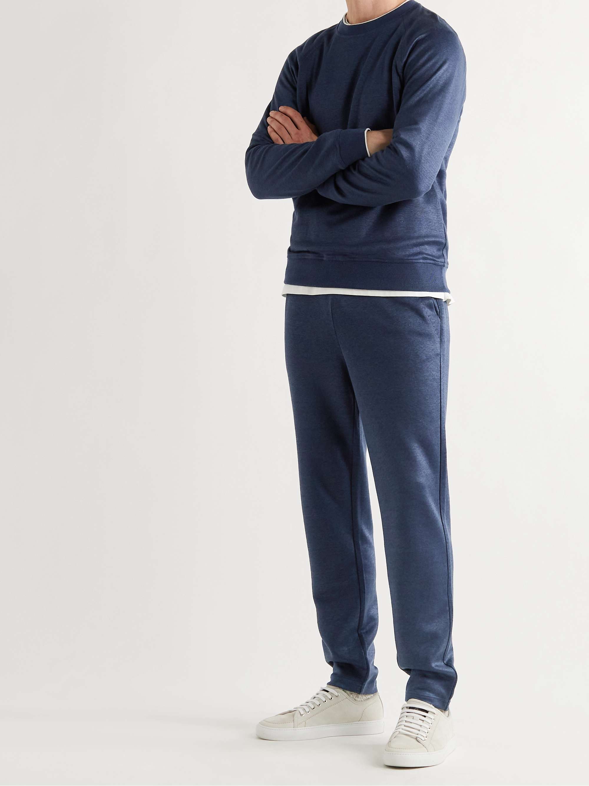 Tapered Stretch Linen-Blend Sweatpants view