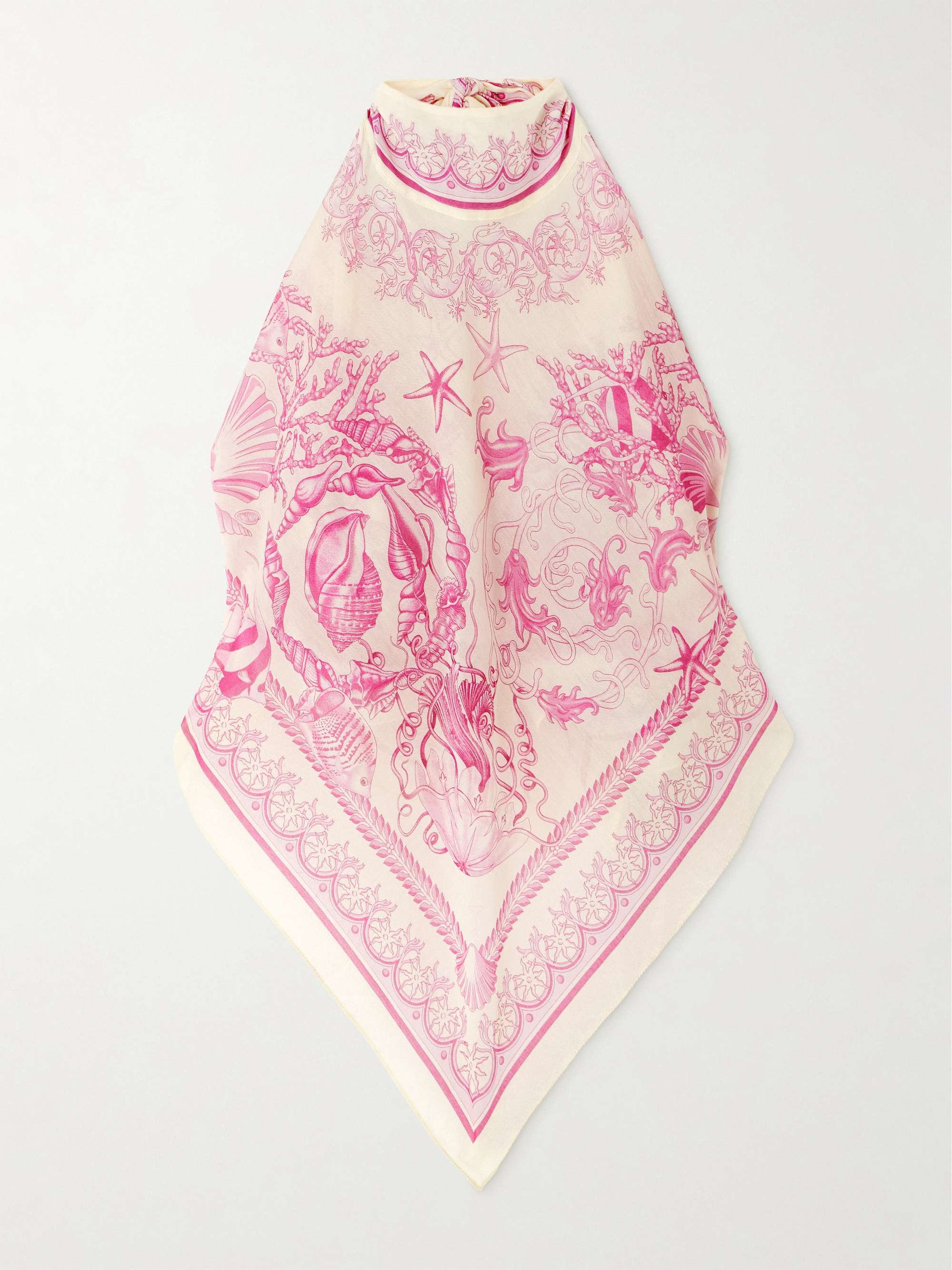 Printed cotton and silk-blend voile halterneck top view