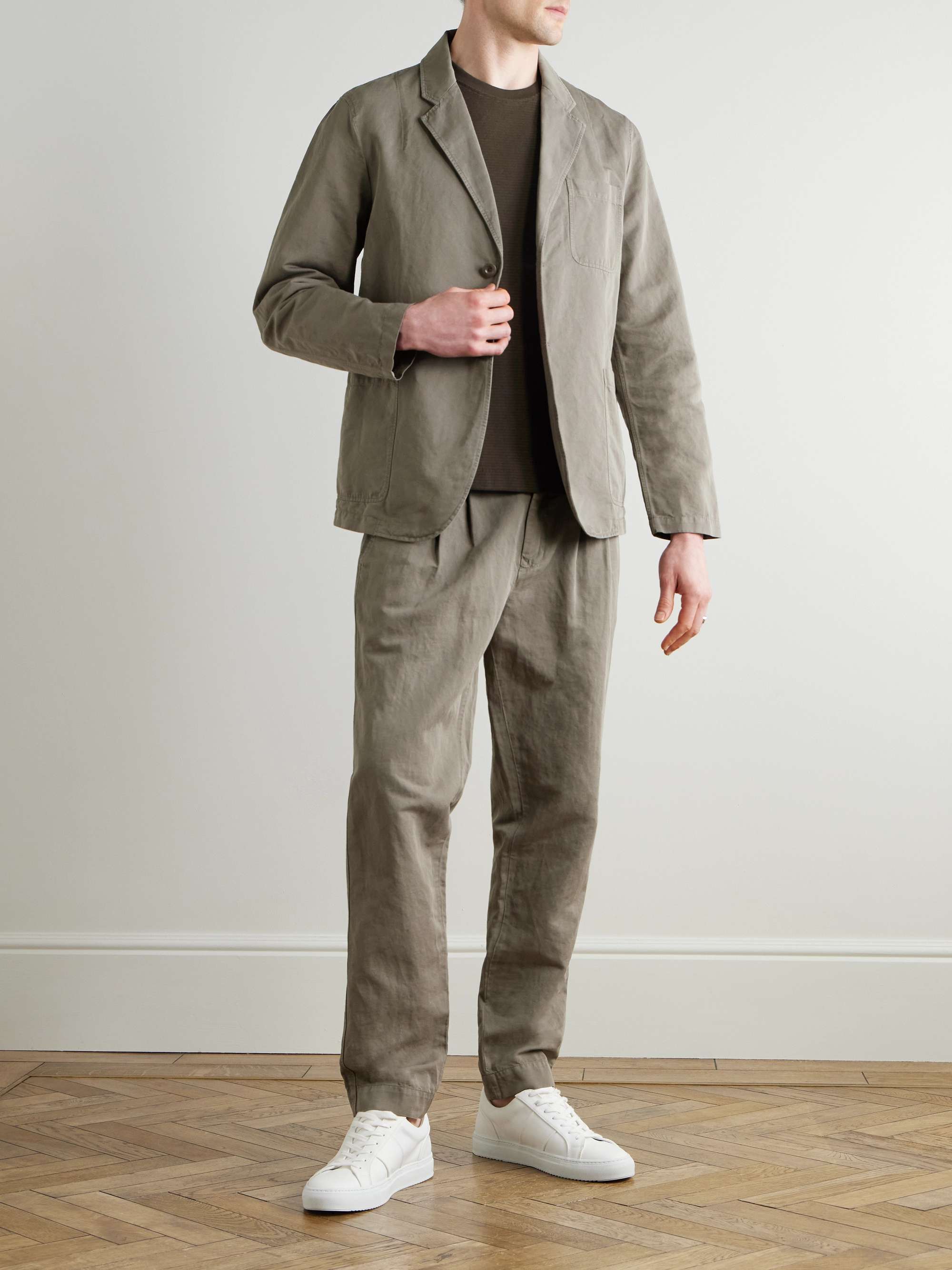 Unstructured Garment-Dyed Organic Cotton and Linen-Blend Suit Jacket view
