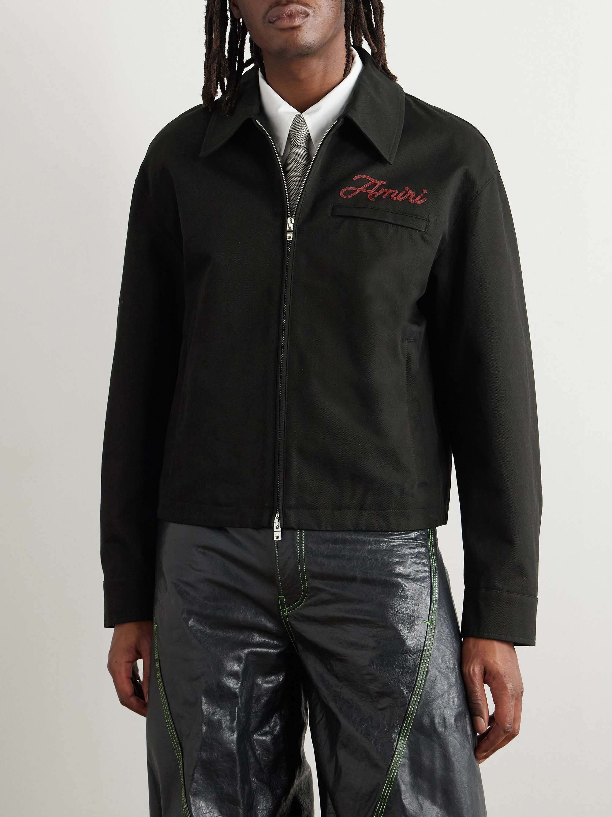 Logo-Embroidered Appliquéd Cotton-Twill Jacket view