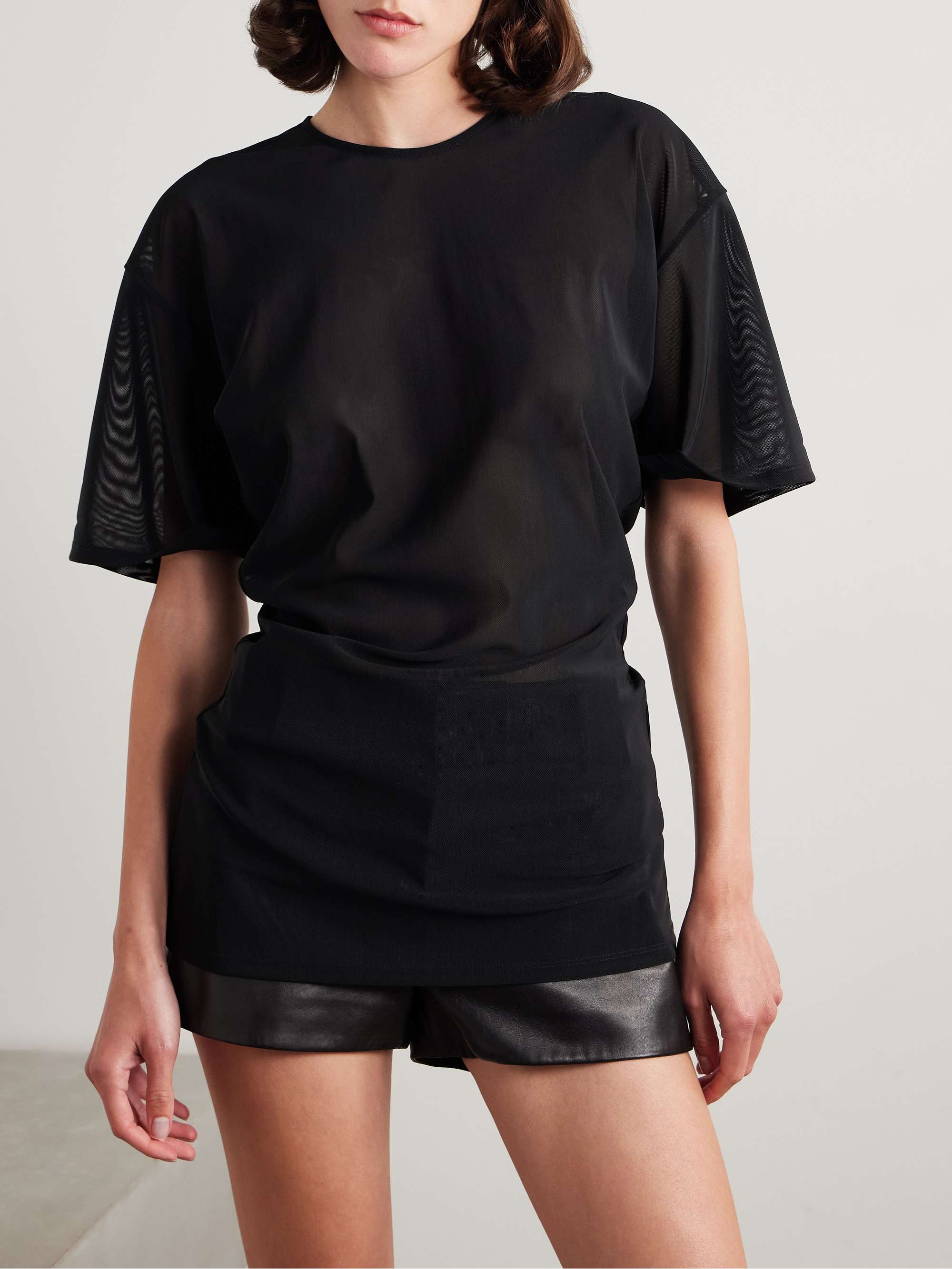 Gathered mesh T-shirt view