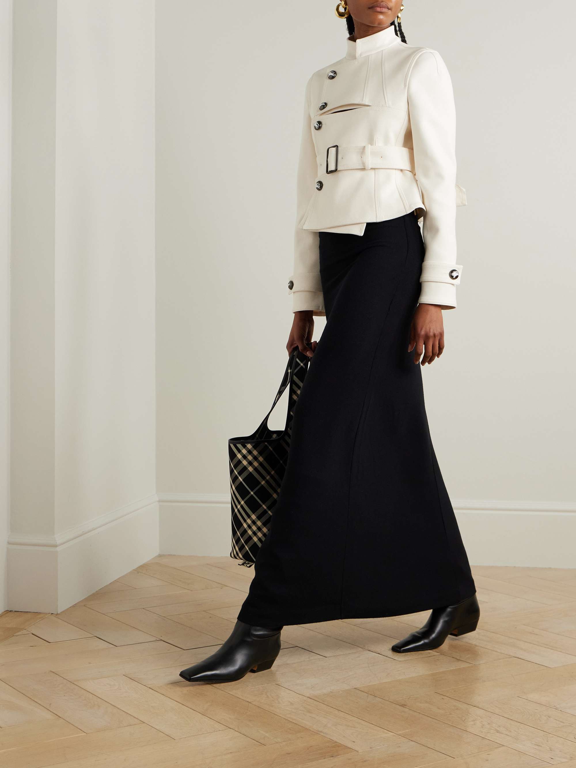 Embellished belted canvas jacket view